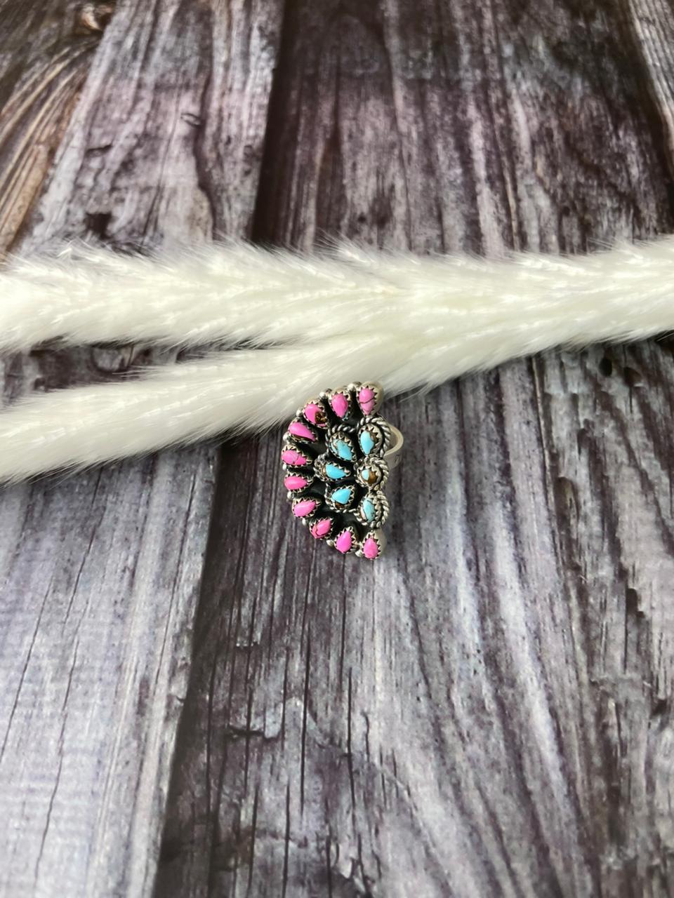 Handmade Sterling Silver Cotton Candy Adjustable Ring "Signed Nizhoni"