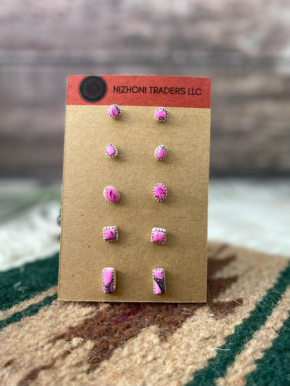Handmade Sterling Silver Cherry Blossom Post Studs Earrings Set