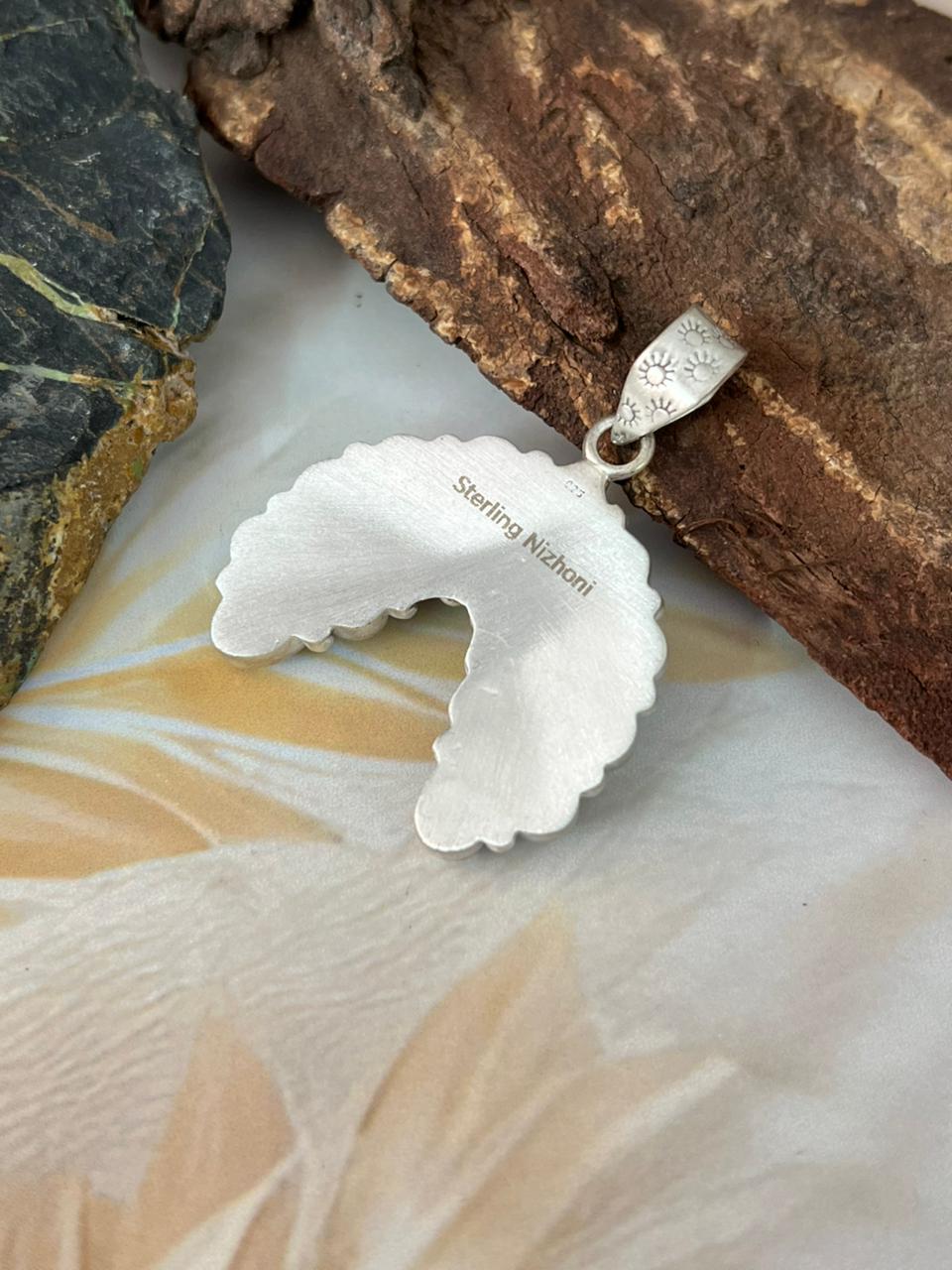 Handmade Sterling Silver Wildhorse Magnesite Pendant "Signed Nizhoni"