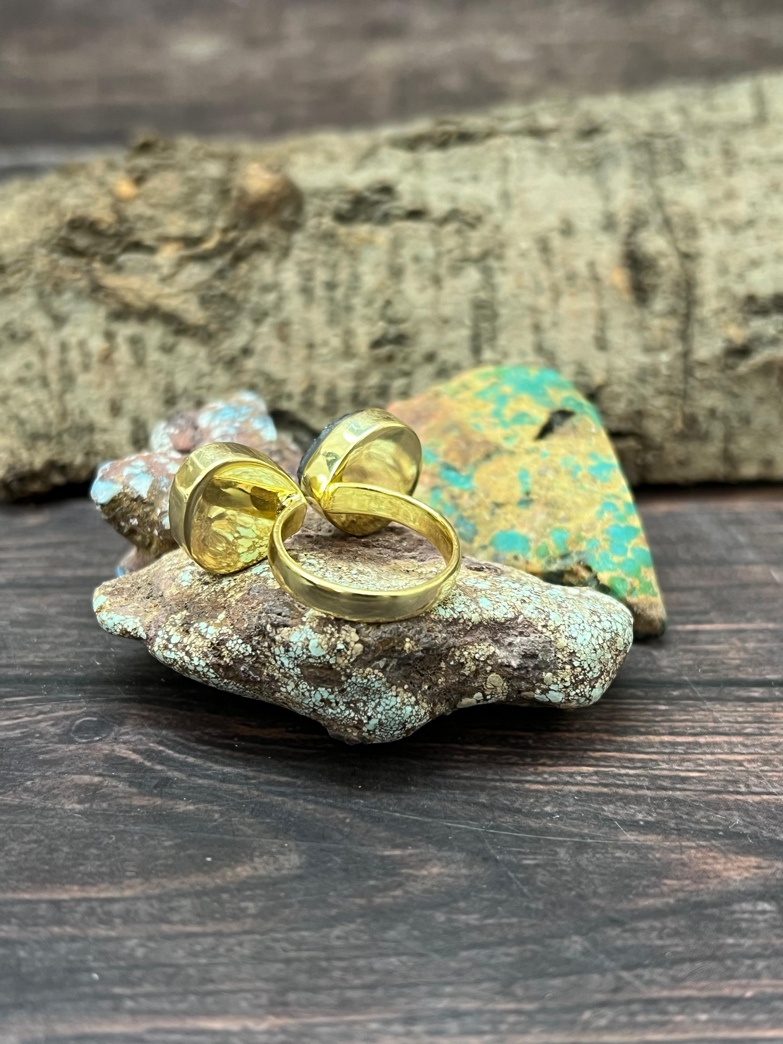 “The Golden Collection” Natural Druzy Adjustable Floating Stone Ring