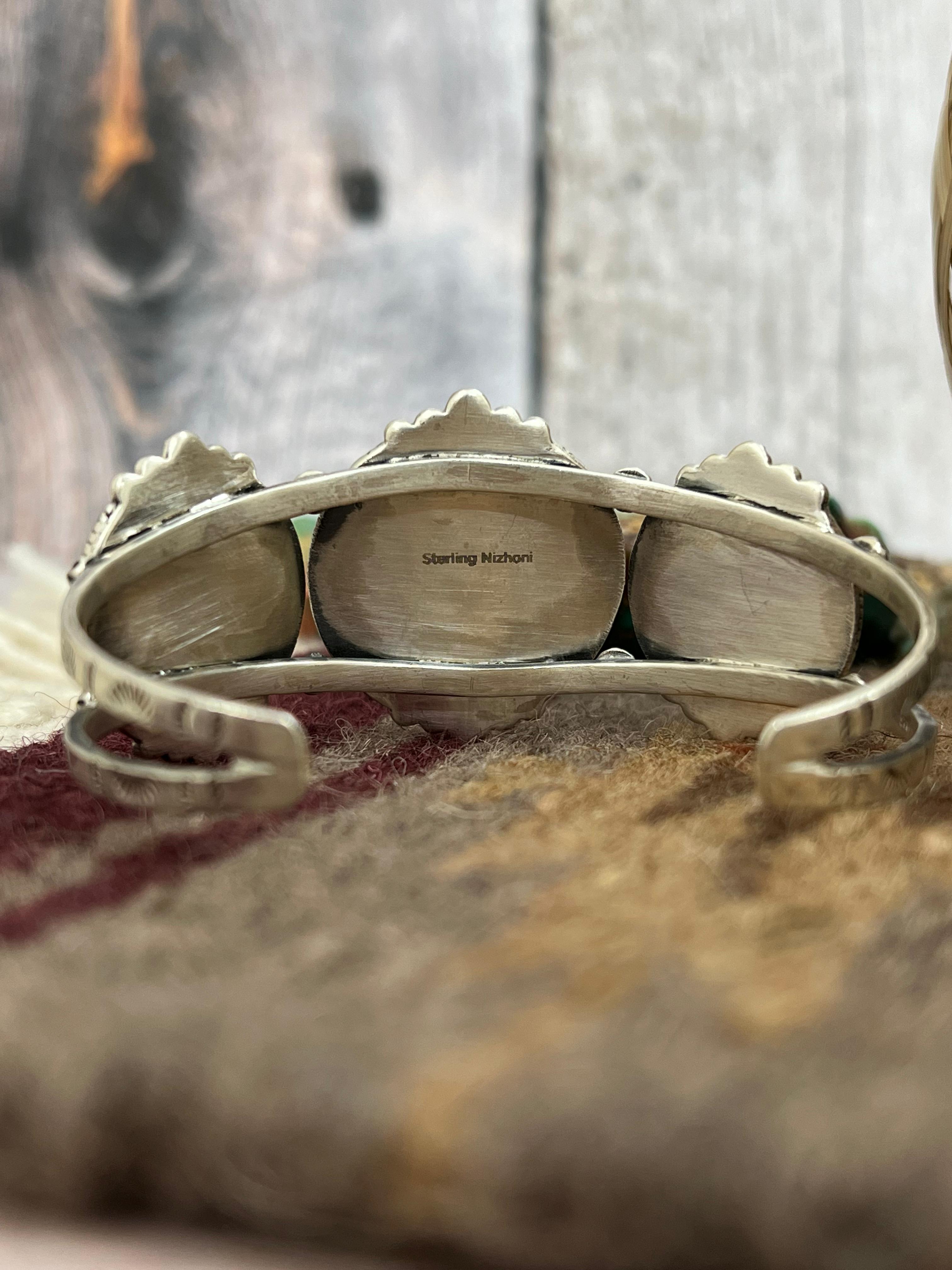 Handmade Sterling Silver Wild Horse Bracelet with Signed Nizhoni