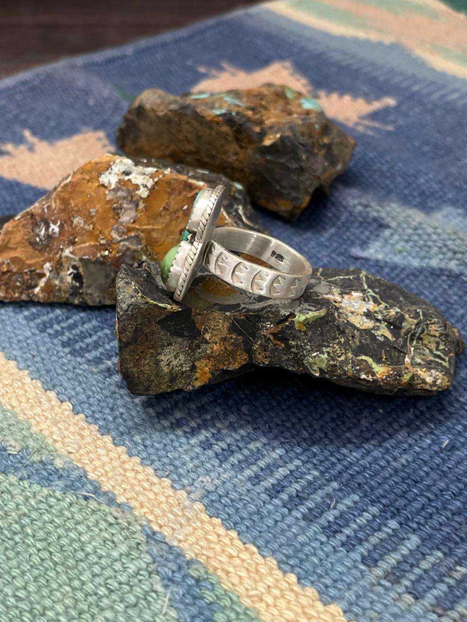 Handmade Sterling Silver Sonoran Mountain Turquoise Adjustable Ring " Signed Nizhoni"