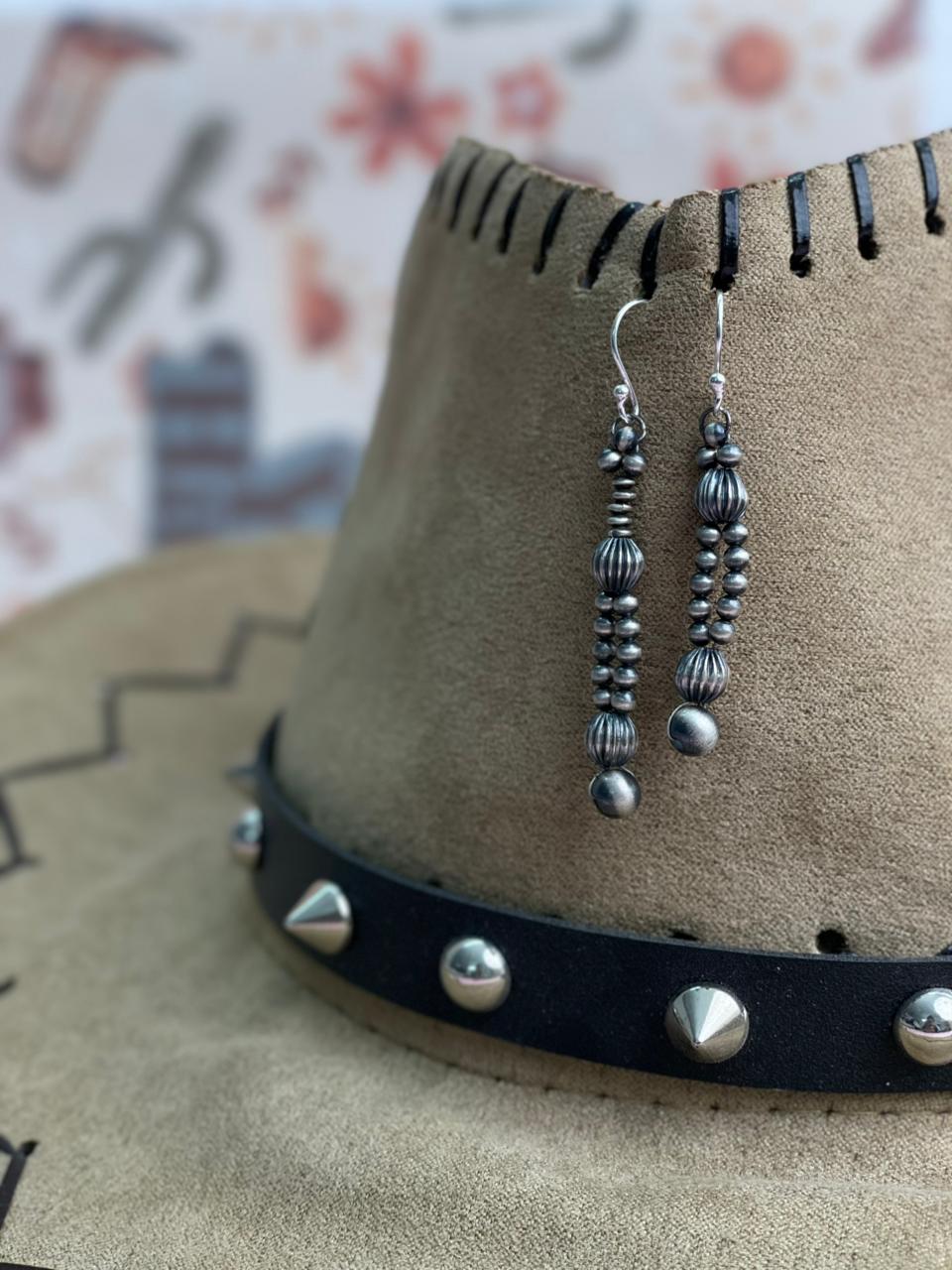 Handmade Sterling Silver Beaded Hook Dangle Earrings (6)