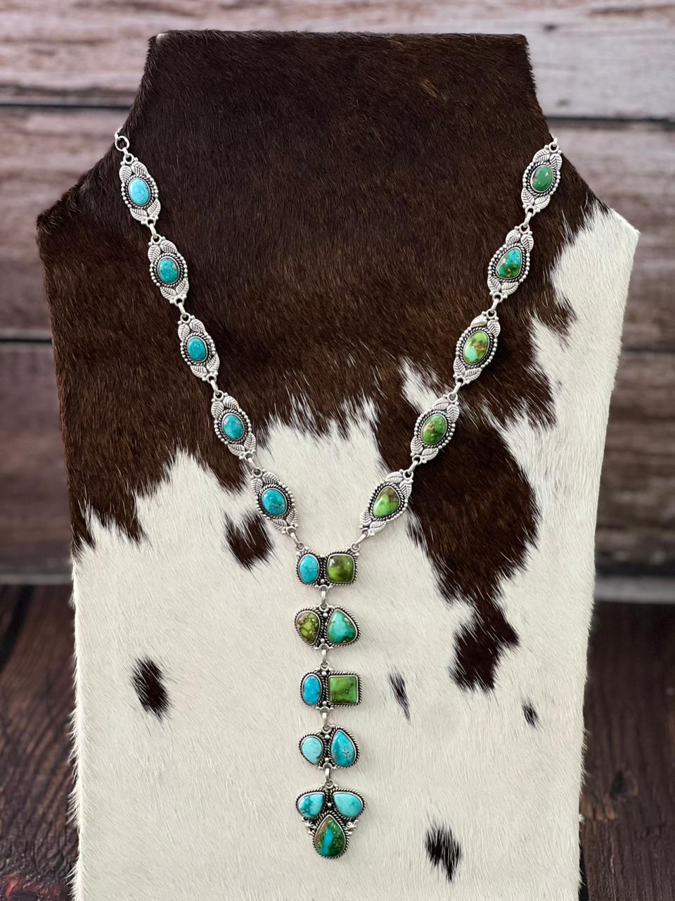 Handmade Sterling Silver Sonoran with White Water Necklace "Signed Nizhoni"