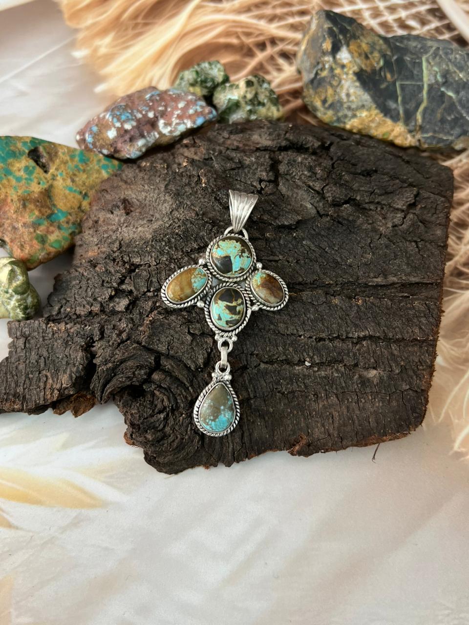 Handmade Sterling Silver Number 8 Turquoise Pendant "Signed Nizhoni"