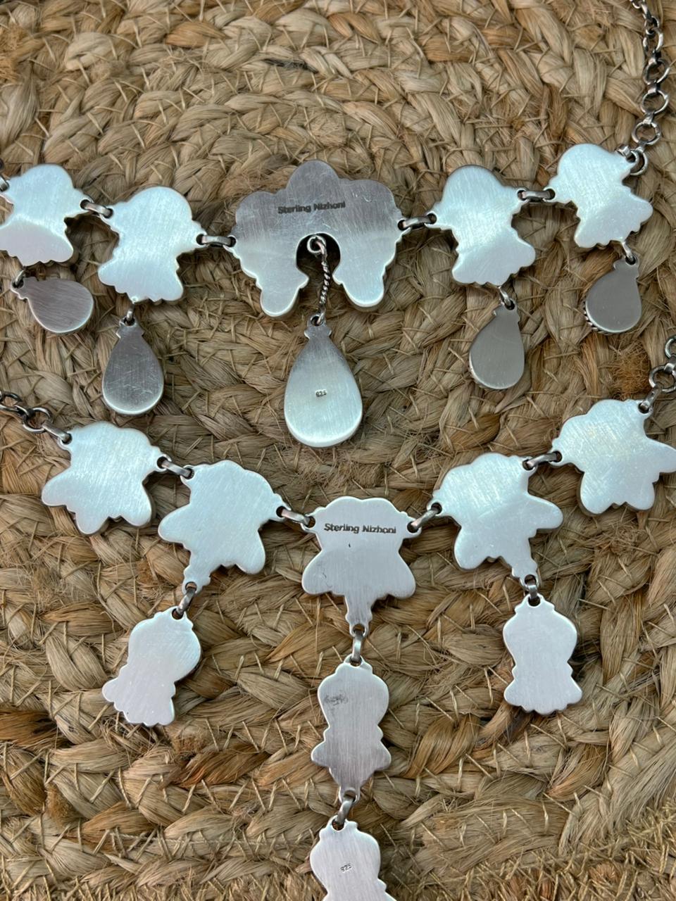 Handmade Sterling Silver Golden Hills with White Collection Choker Necklace "Signed Nizhoni"