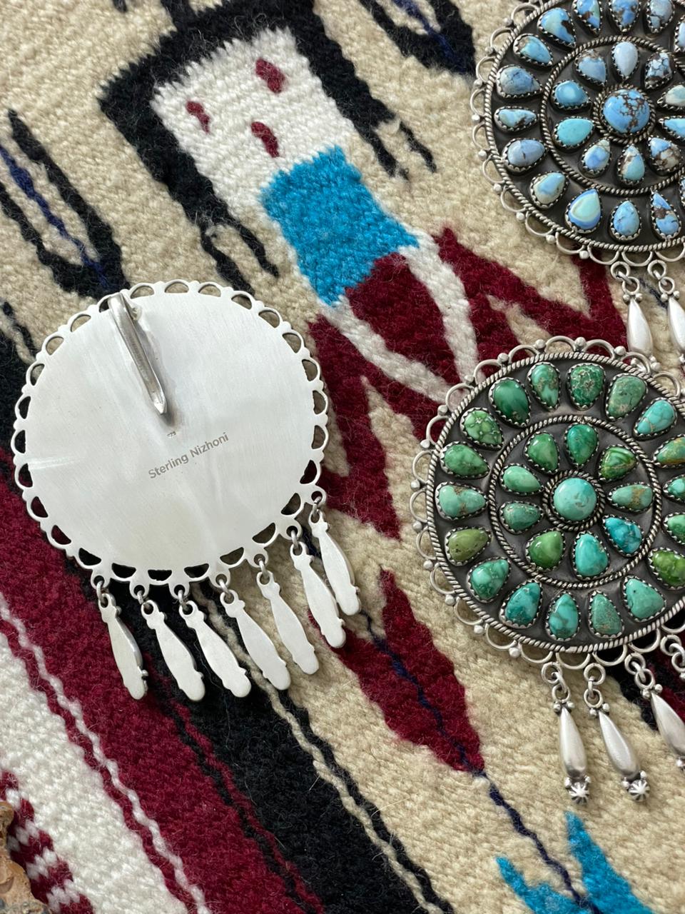 Handmade Sterling Silver Multi Stone Pendant "Signed Nizhoni"