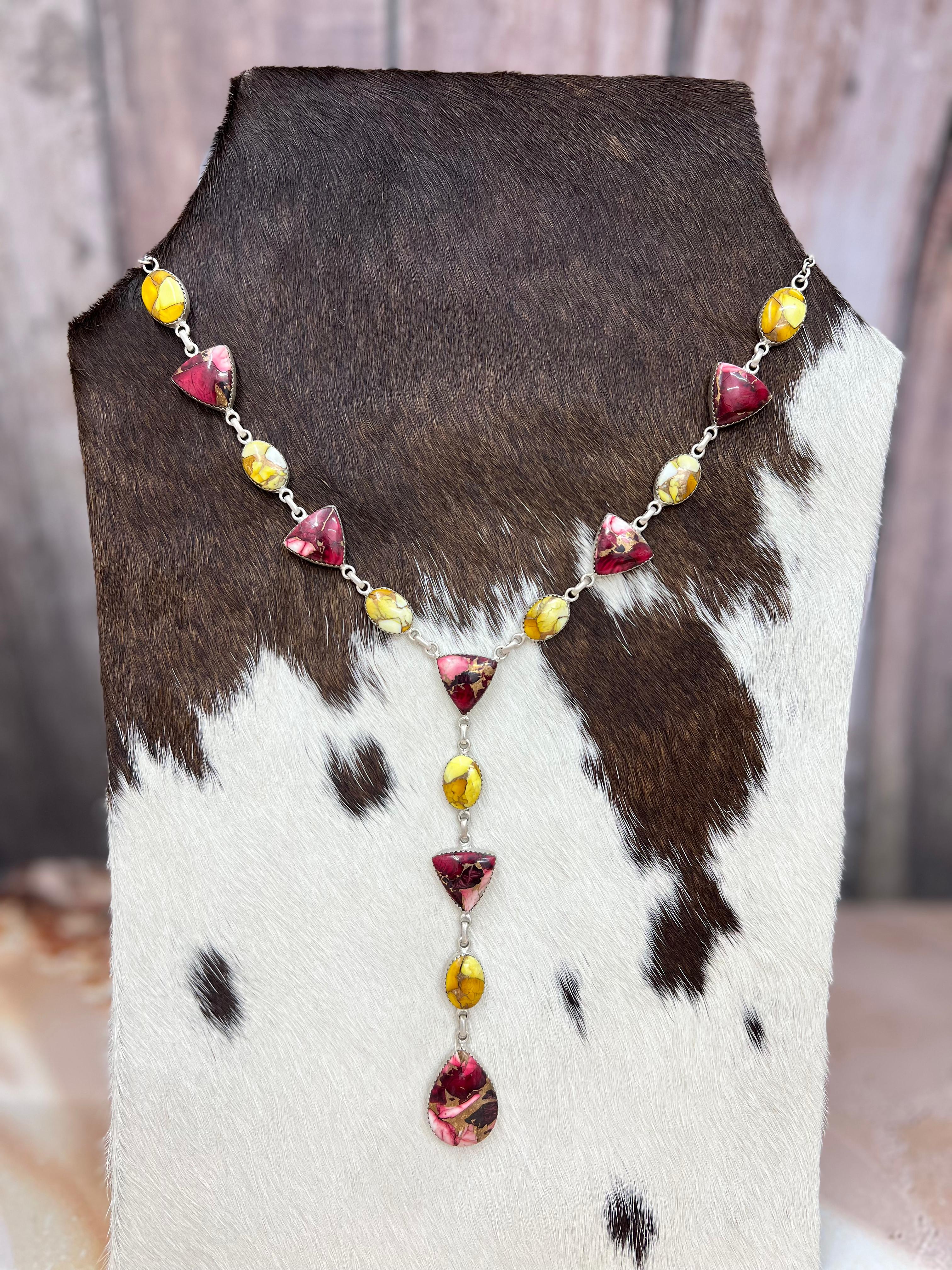 Handmade Sterling Silver Honey Dahlia with Dahlia Rose Necklace with Signed Nizhoni