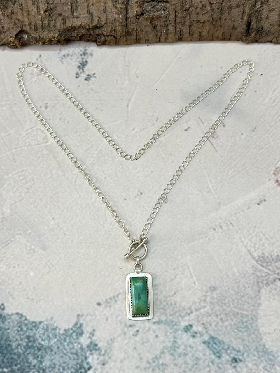 Handmade Sterling Silver Kingman Turquoise Lariat Necklace "Signed Nizhoni"