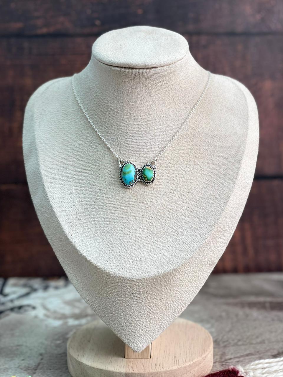 Handmade Sterling Silver Sonoran Mountain Turquoise Necklace "Signed Nizhoni"