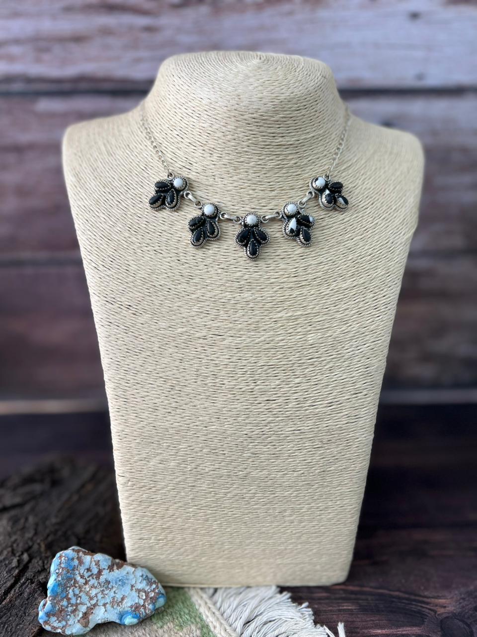 Handmade Sterling Silver White Buffalo Necklace "Signed Nizhoni"