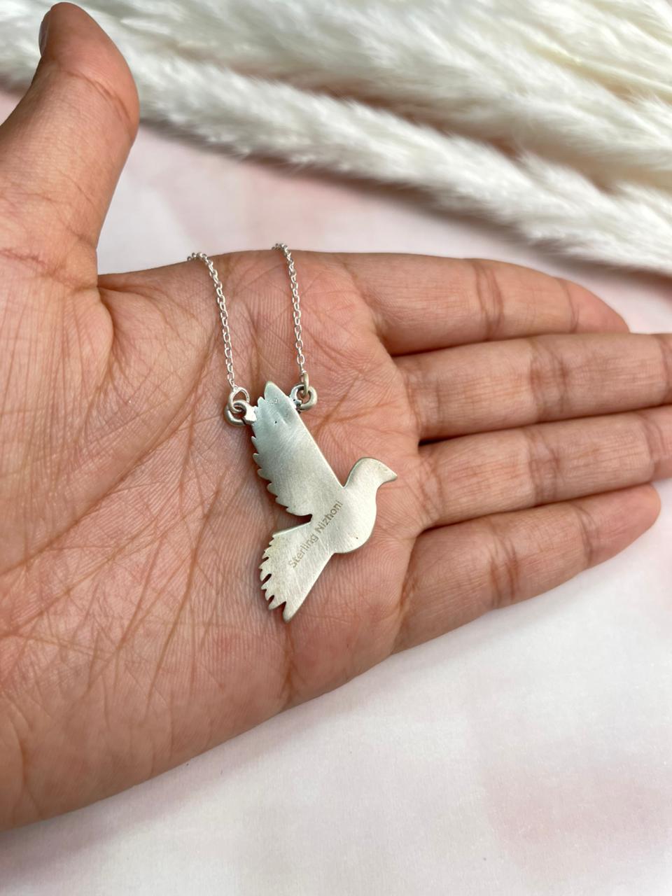 Handmade Sterling Silver Kingman Turquoise Thunder Bird Necklace "Signed Nizhoni"