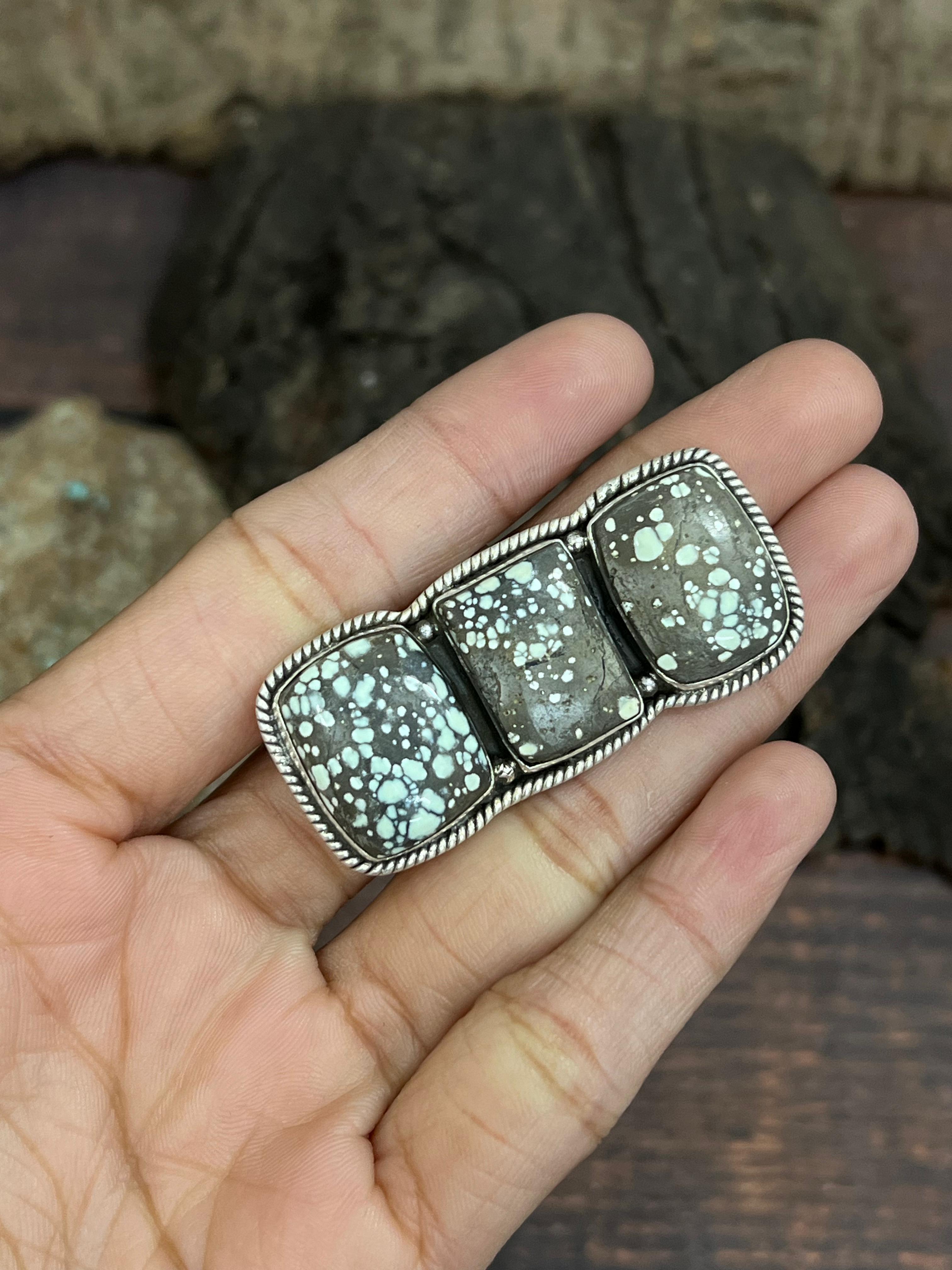 Handmade Sterling Silver Starfox Variscite Adjustable Ring Signed Nizhoni