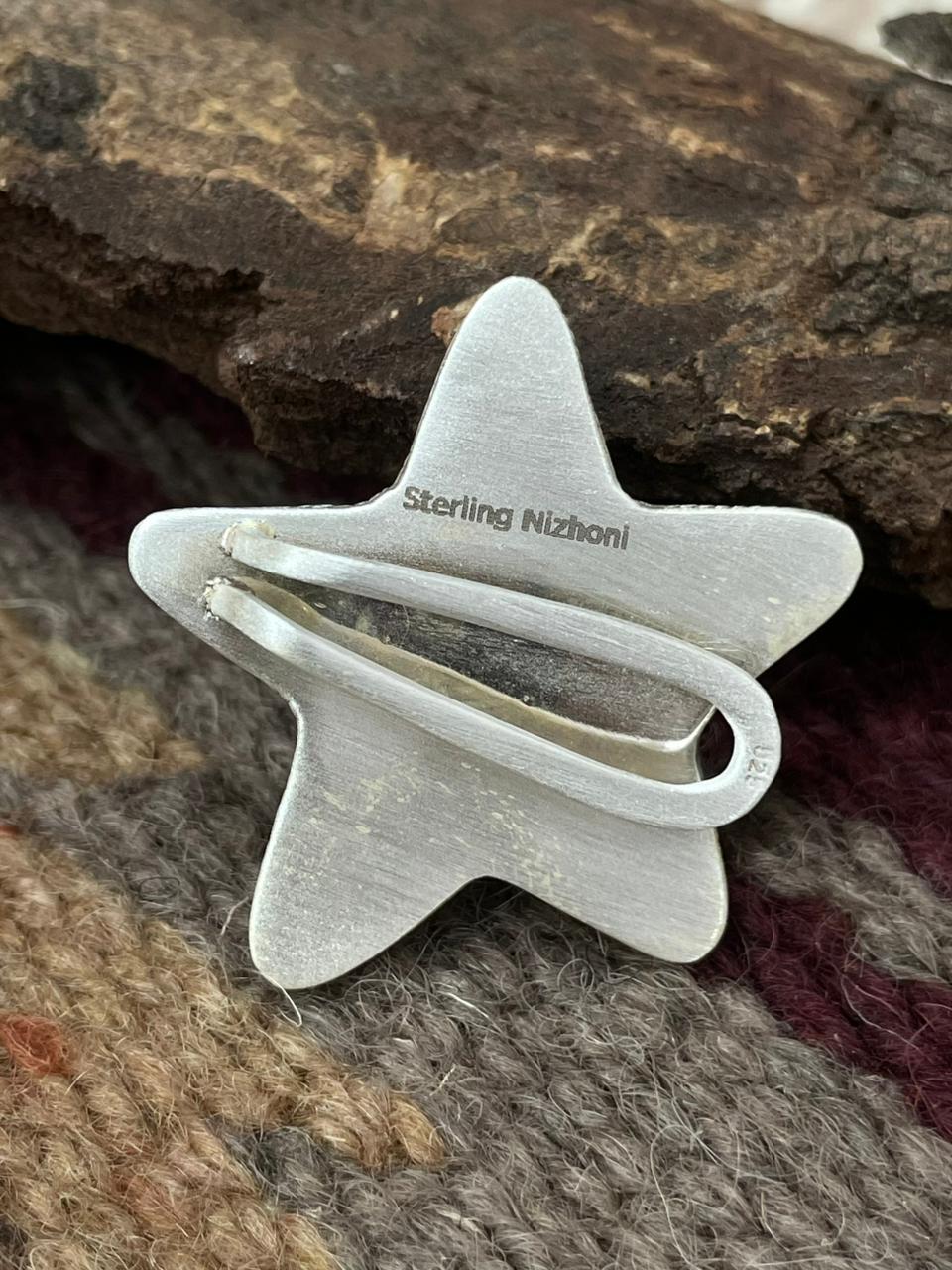 Handmade Sterling Silver White Buffalo Purse Key Clip "Signed Nizhoni"