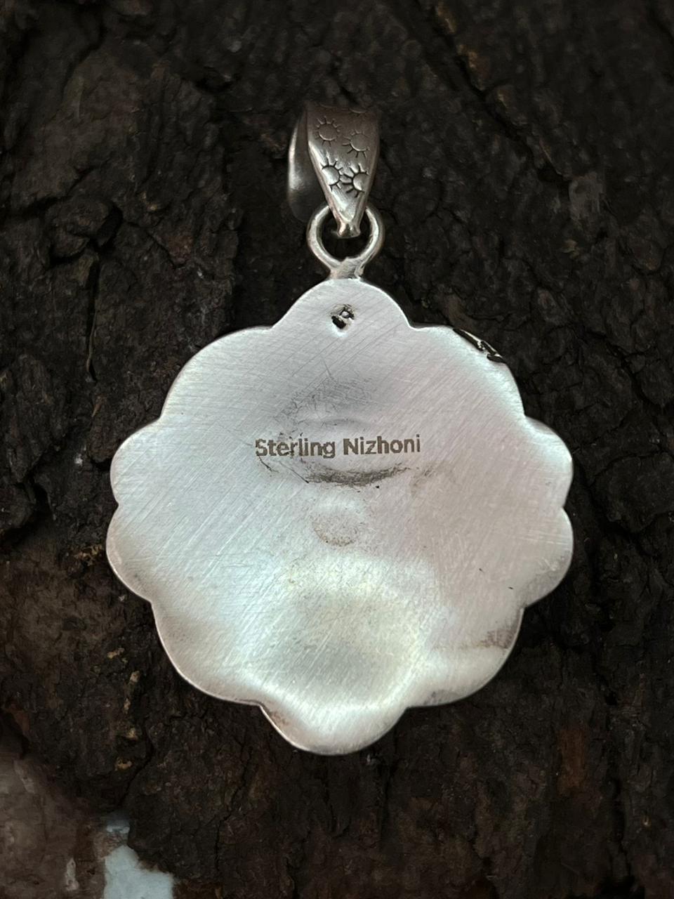 Handmade Sterling Silver Kingman Turquoise Pendant "Signed Nizhoni" (2)