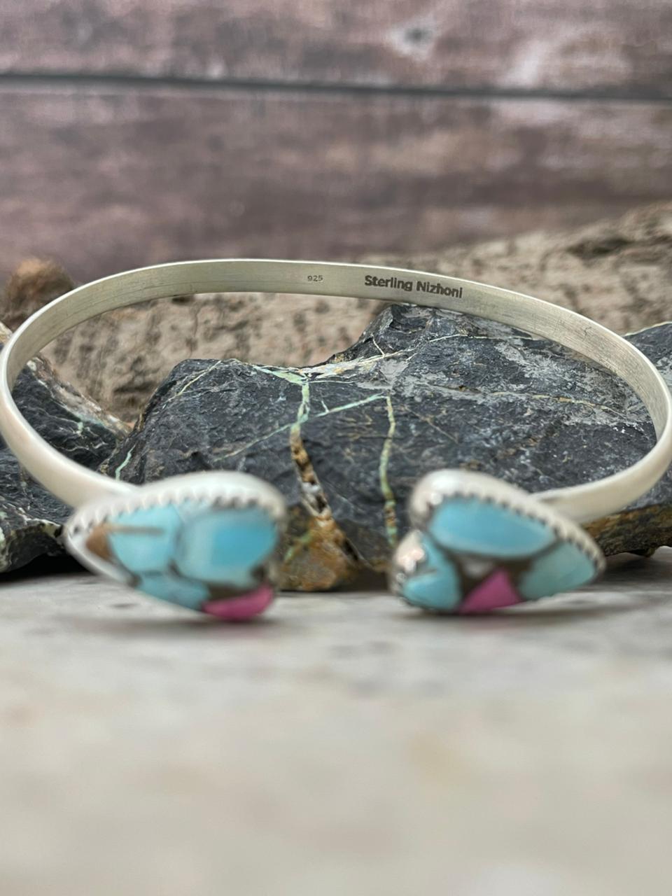 "Heart Collection" Handmade Sterling Silver Cotton Candy Bracelet "Signed Nizhoni"