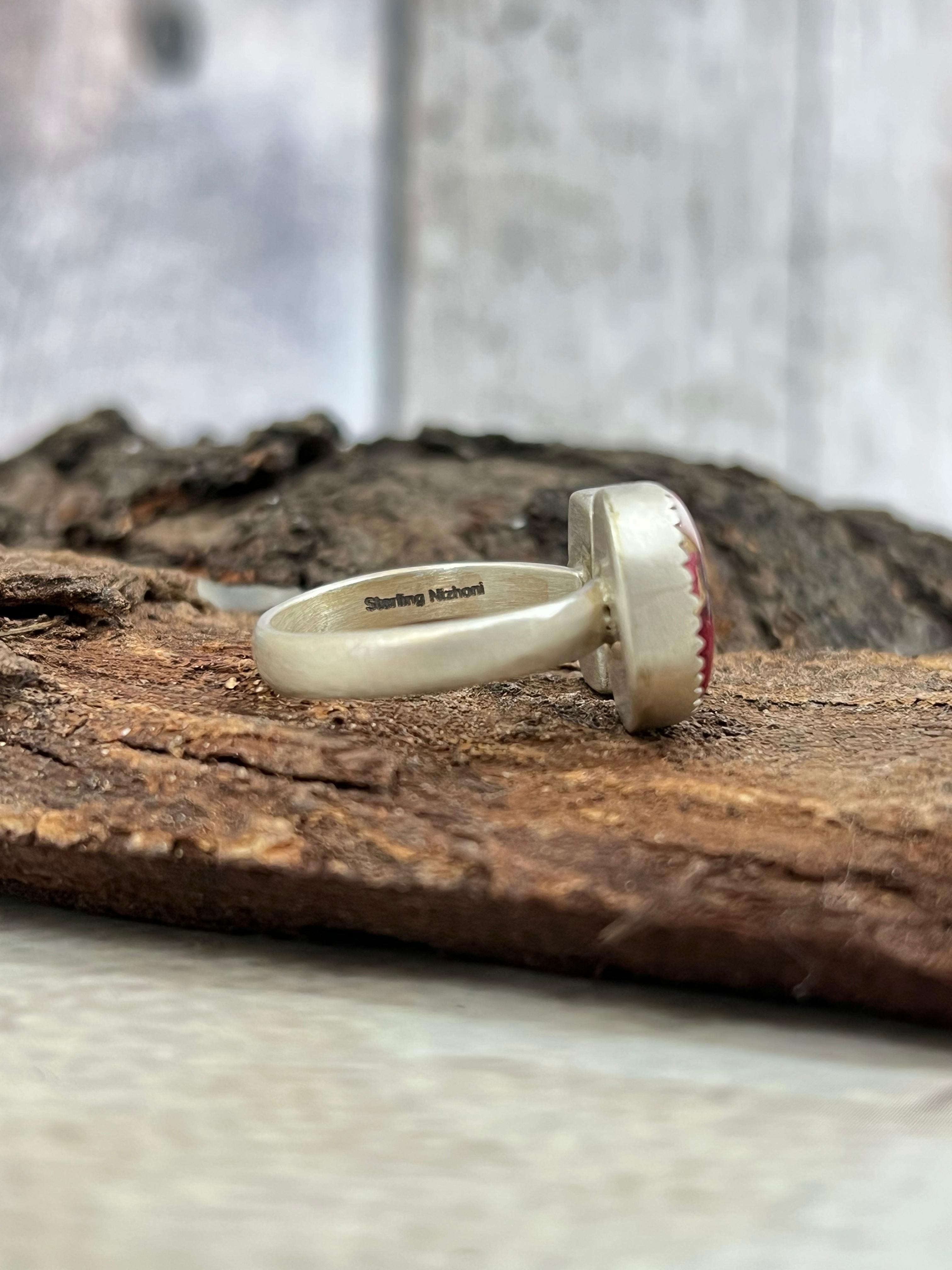 Handmade Sterling Silver Dahlia Rose Adjustable Ring with Signed Nizhoni