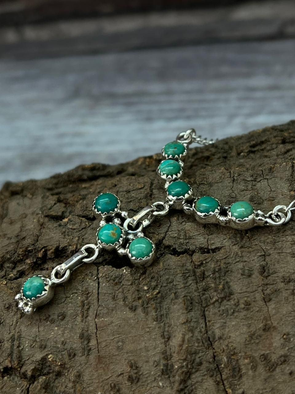 Handmade Sterling Silver Kingman Turquoise Necklace "Signed Nizhoni"