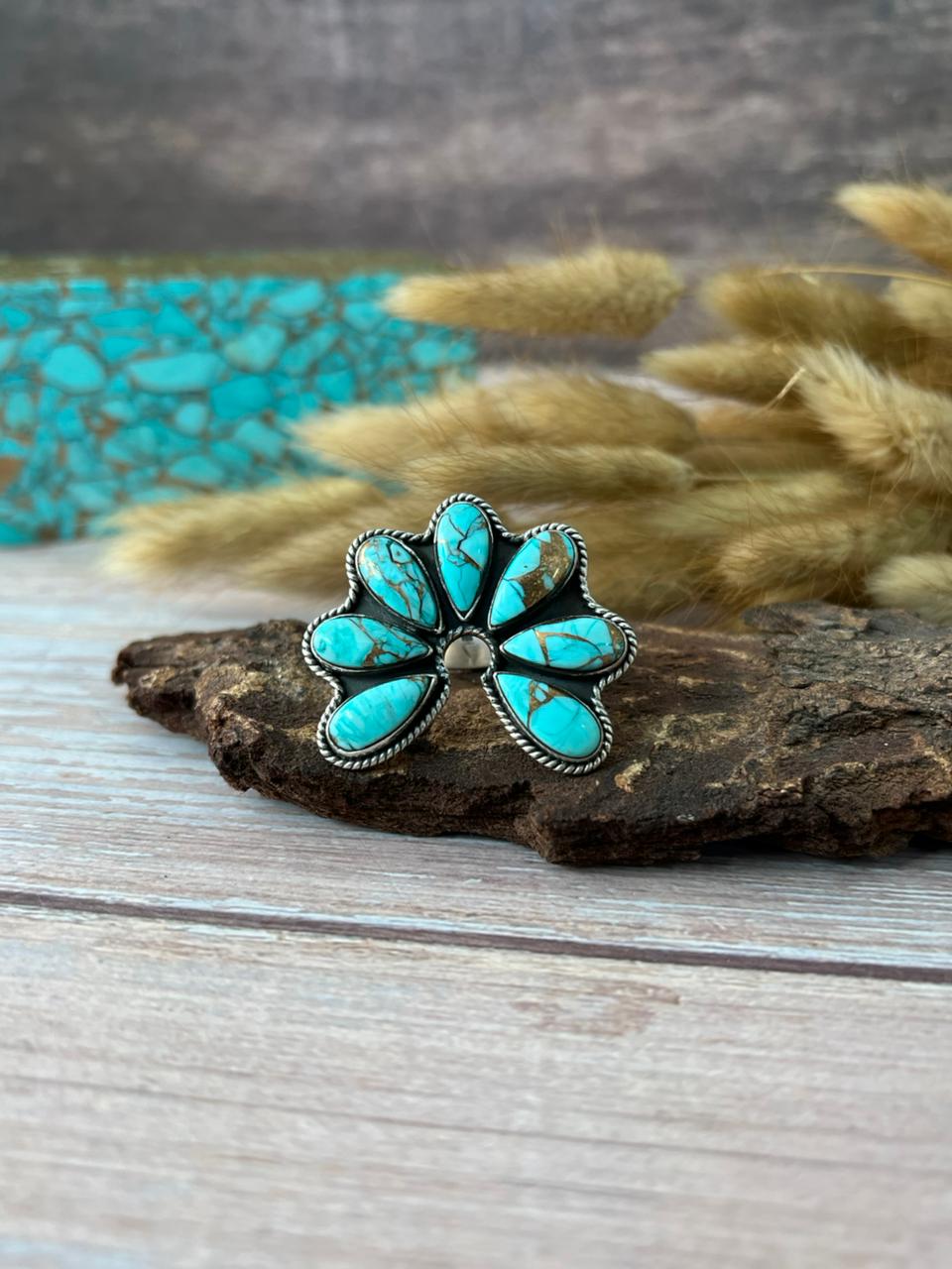 Handmade Sterling Silver Mint Dahlia Collection: Adjustable Naja Ring "Signed Nizhoni" (4)
