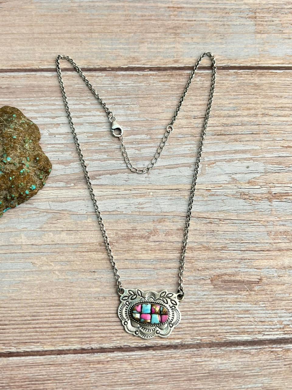 Handmade Sterling Silver Cotton Candy Necklace "Signed Nizhoni"