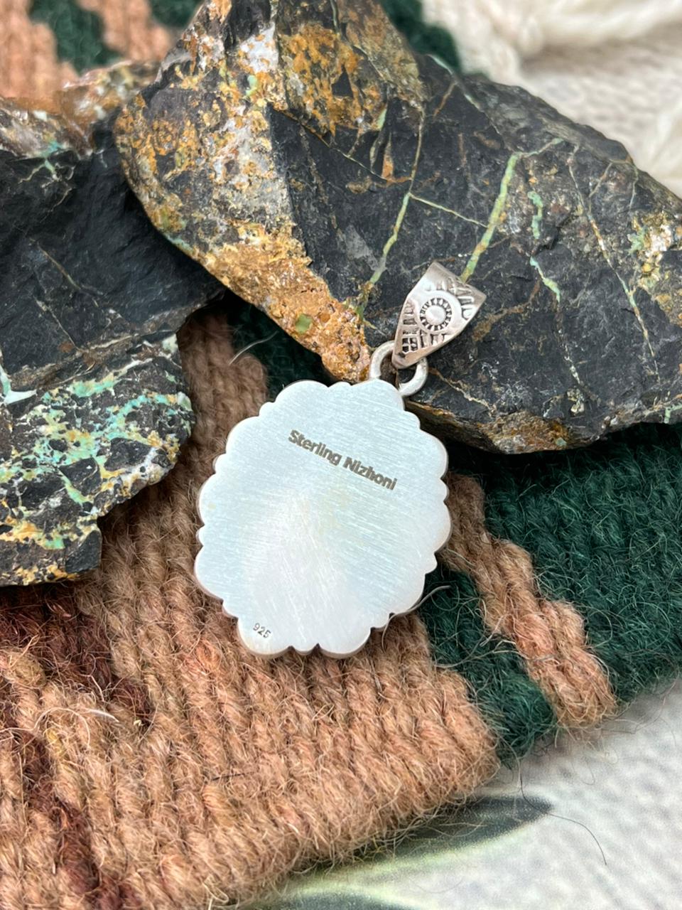 Handmade Sterling Silver Wildhorse Magnesite Pendant "Signed Nizhoni"