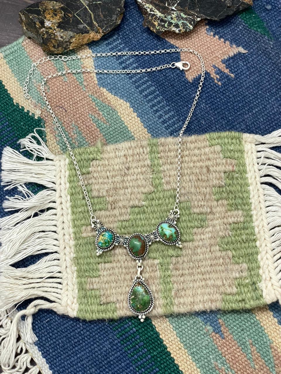 Handmade Sterling Silver Sonoran Mountain Turquoise Necklace "Signed Nizhoni"