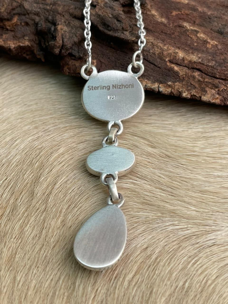 Handmade Sterling Silver Sonoran Mountain Turquoise Necklace "Signed Nizhoni"