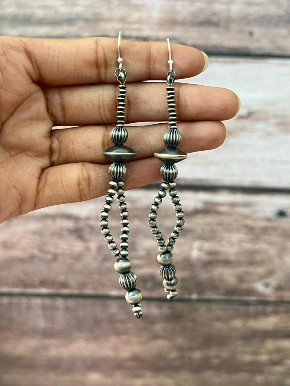 Handmade Sterling Silver Beaded Hook Earrings