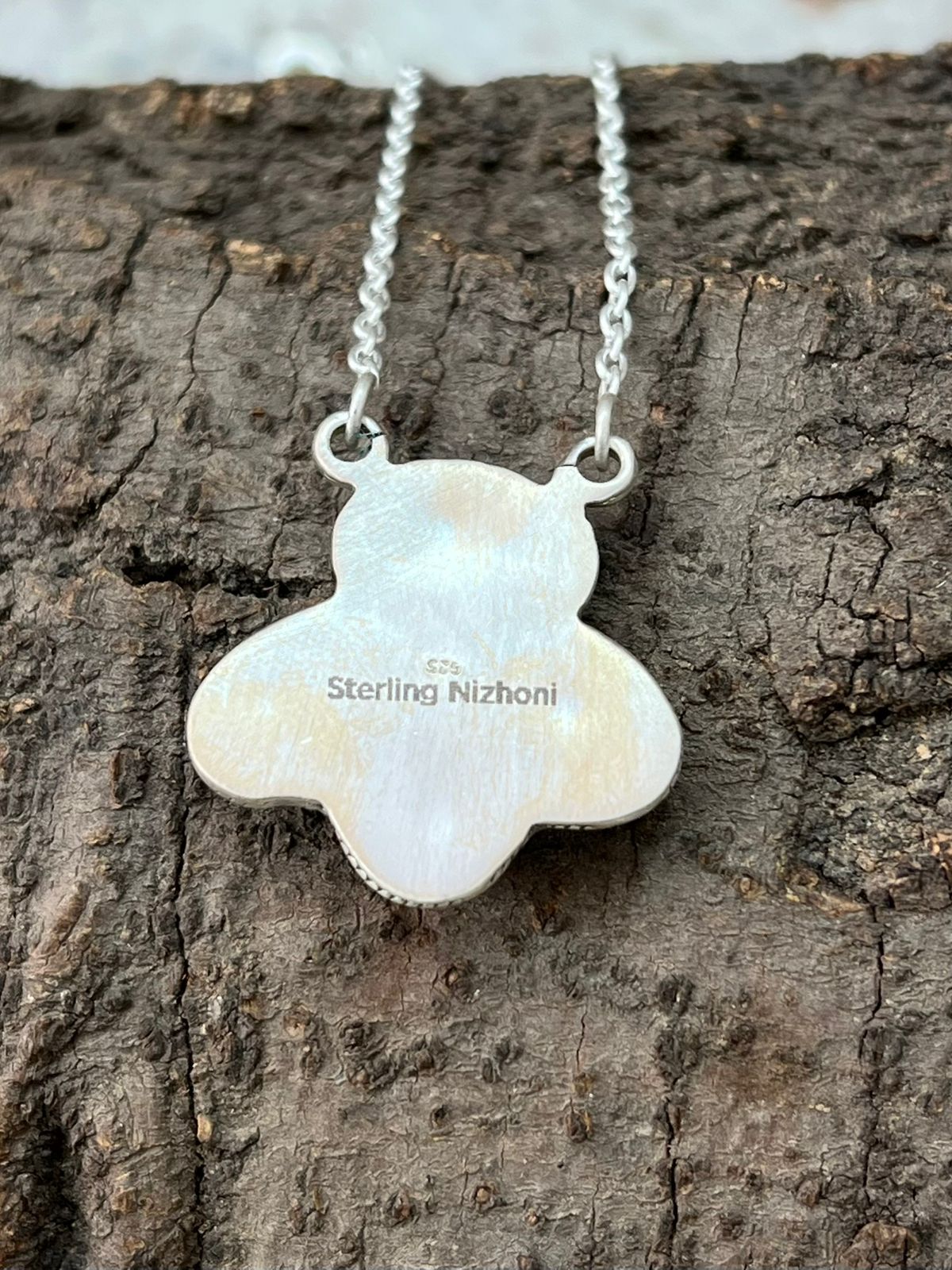 Handmade Sterling Silver White Water Turquoise Necklace "Signed Nizhoni"