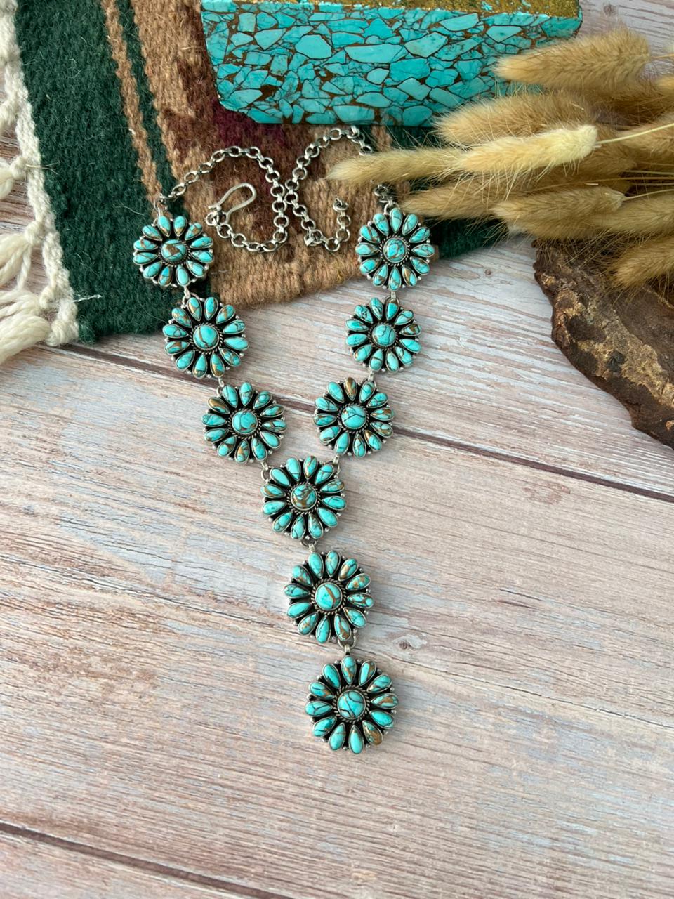 Handmade Sterling Silver Mint Dahlia Collection: Necklace "Signed Nizhoni"