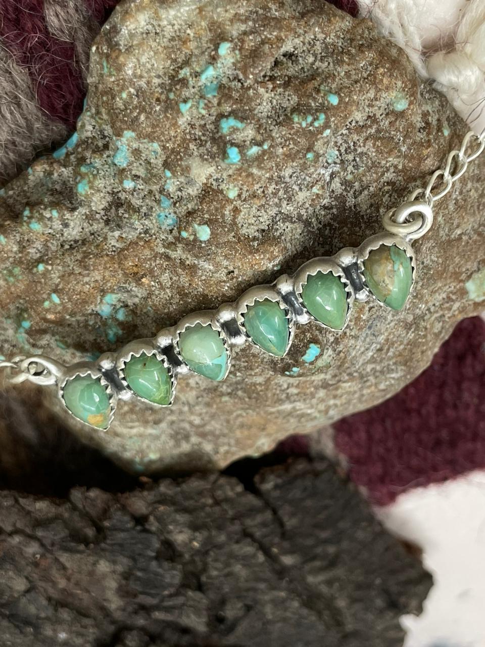 Handmade Sterling Silver Kingman Turquoise Necklace "Signed Nizhoni"