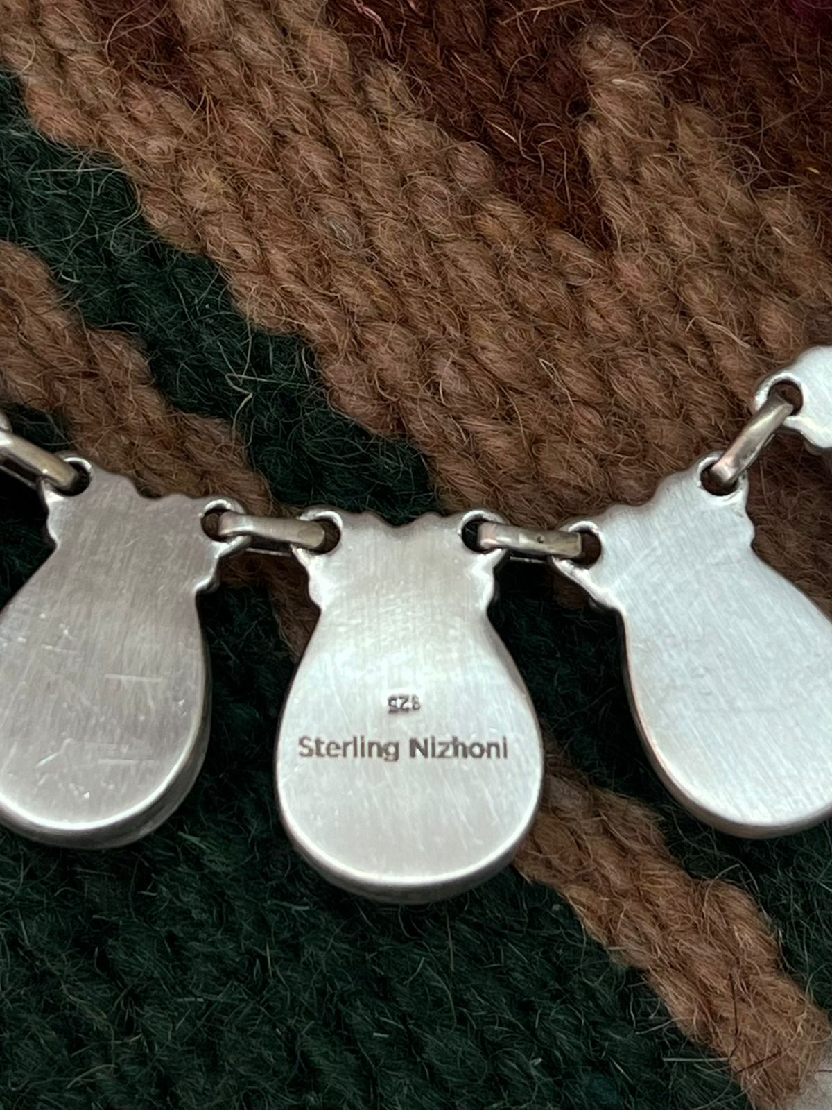 Handmade Sterling Silver Blackjack Turquoise Necklace "Signed Nizhoni"