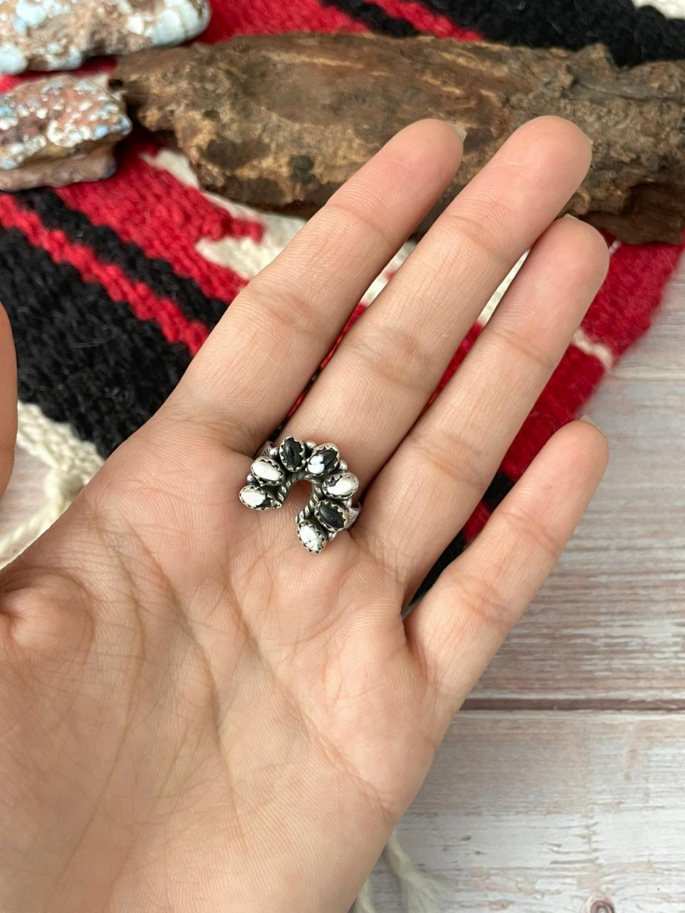 Handmade Sterling Silver White Buffalo Ring "Signed Nizhoni"