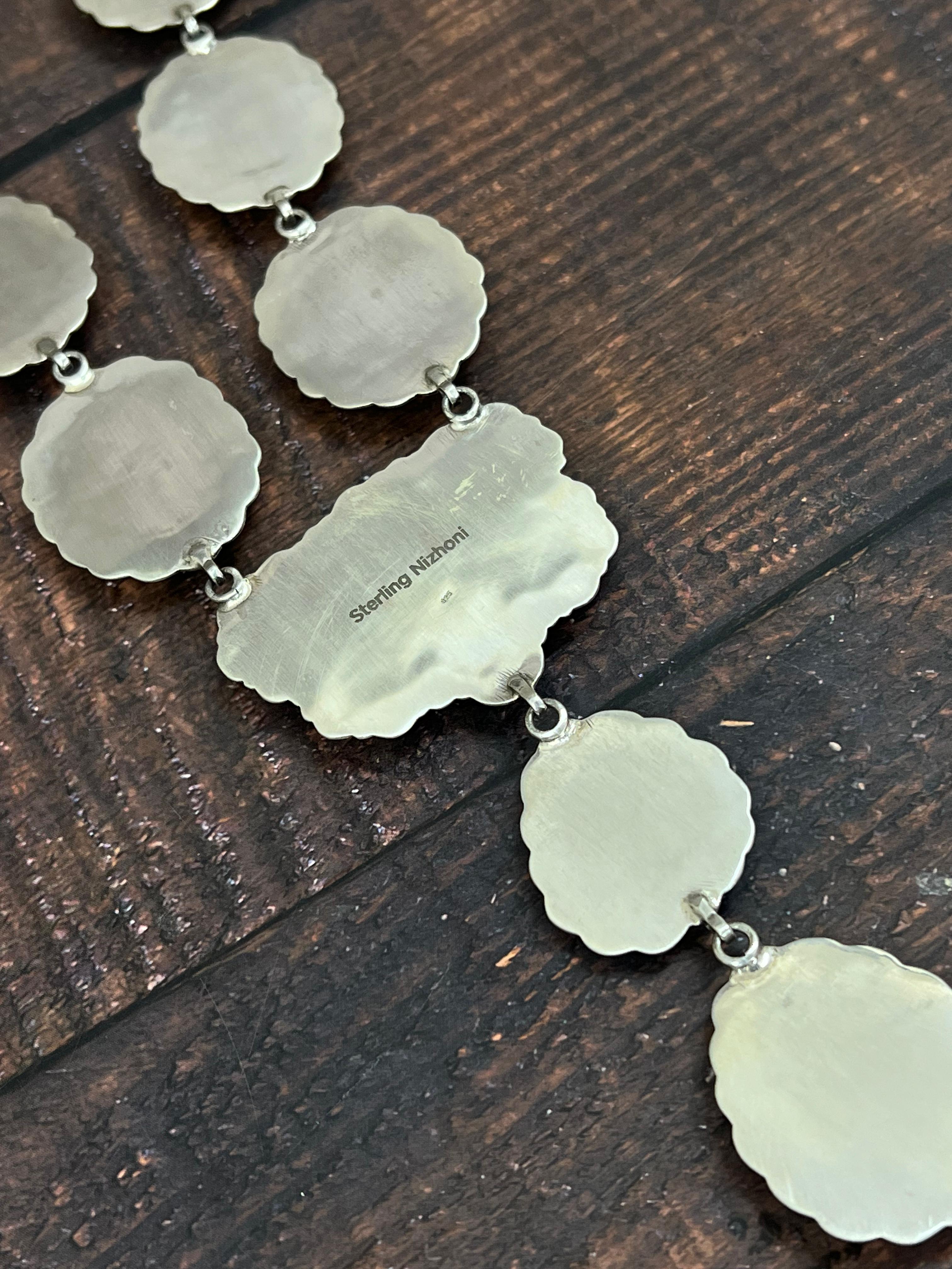 Handmade Sterling Silver Starfox Variscite Necklace Signed Nizhoni