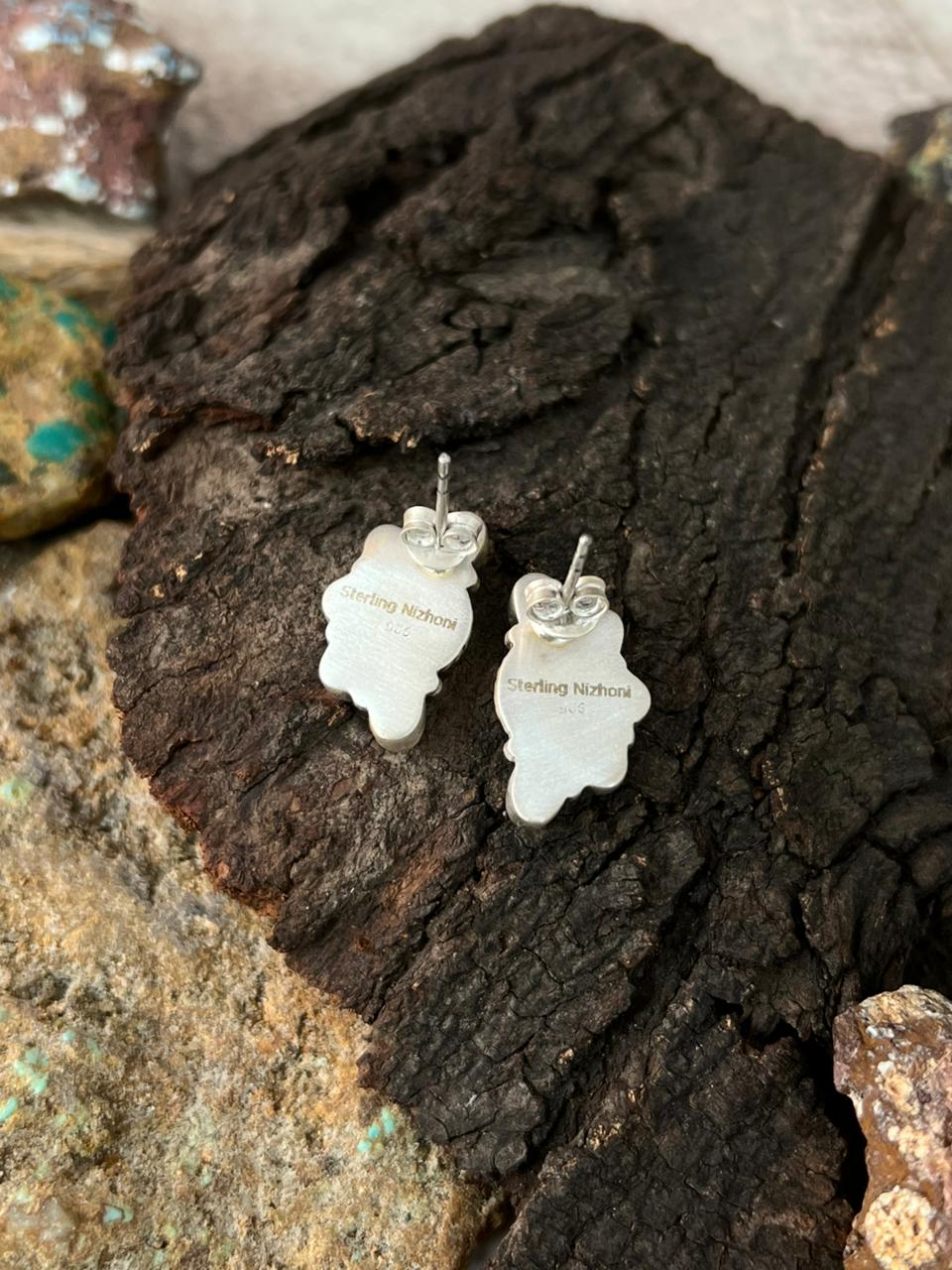 Handmade Sterling Silver Cotton Candy Post Studs Earrings "Signed Nizhoni"