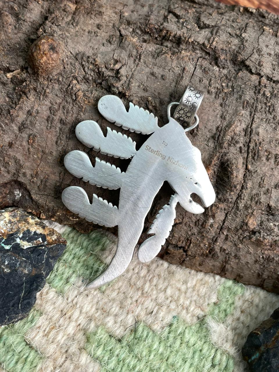 Handmade Sterling Silver Kingman Turquoise Pendant "Signed Nizhoni"