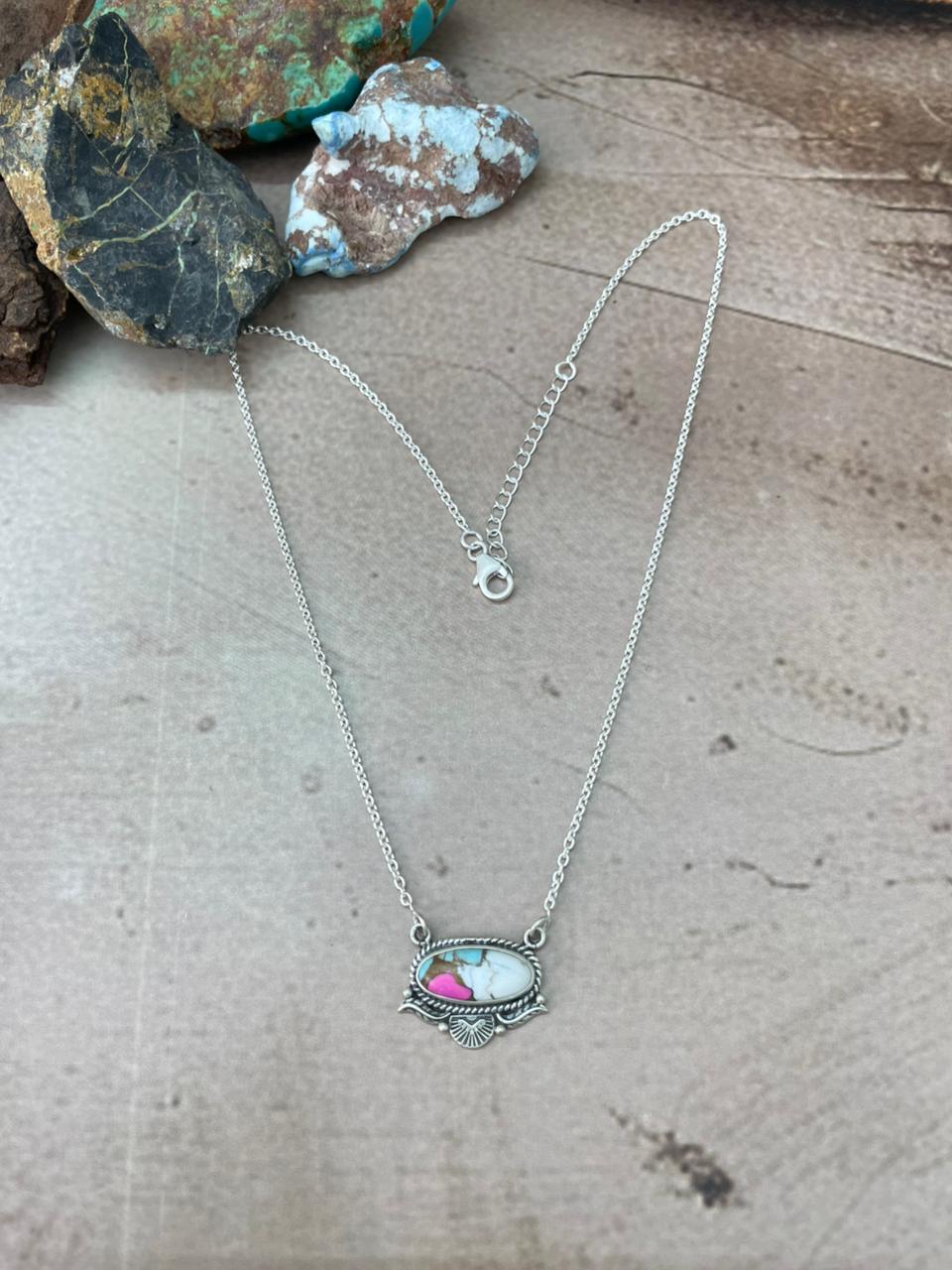 Handmade Sterling Silver Cotton Candy Necklace "Signed Nizhoni"
