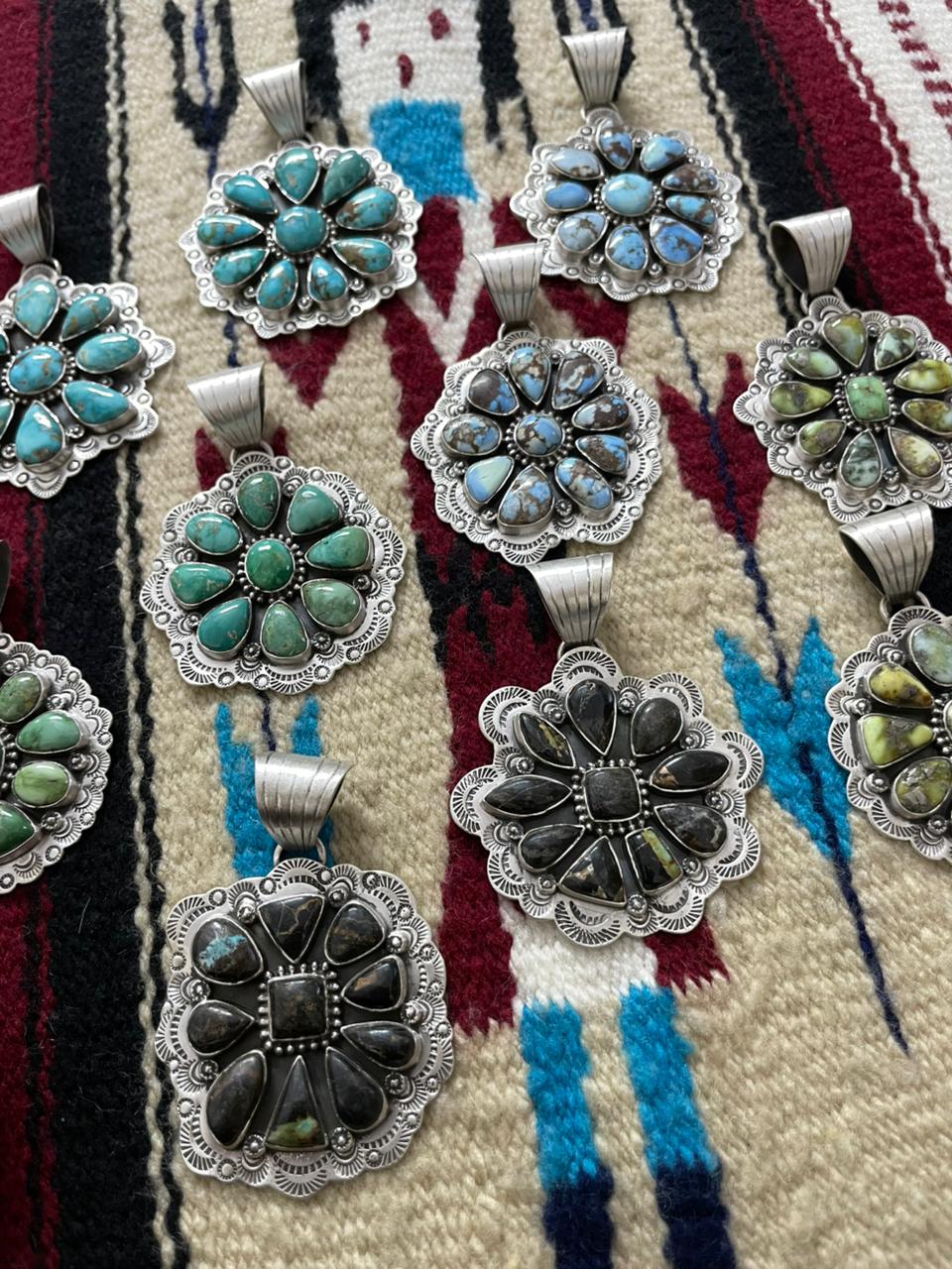 Handmade Sterling Silver Multi Stone Pendant "Signed Nizhoni"