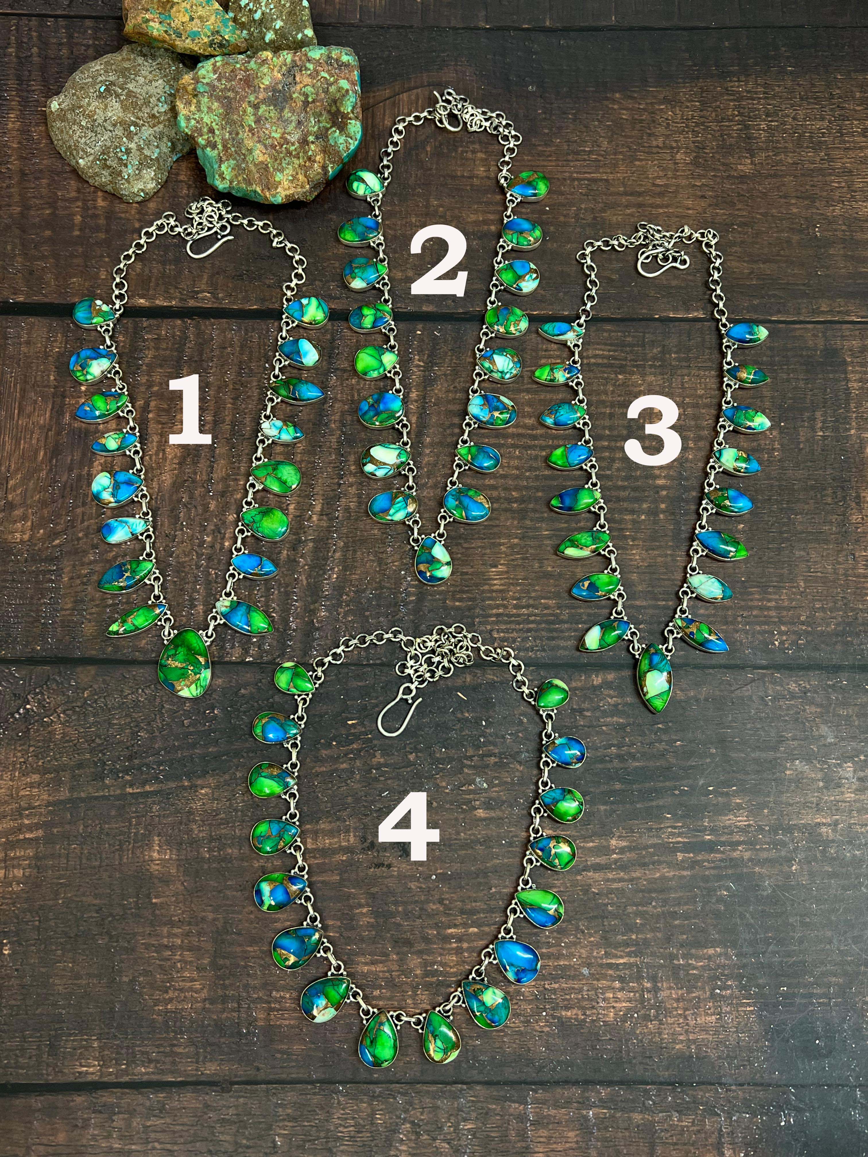 Handmade Sterling Silver Peacock Dahlia Necklace with Signed Nizhoni