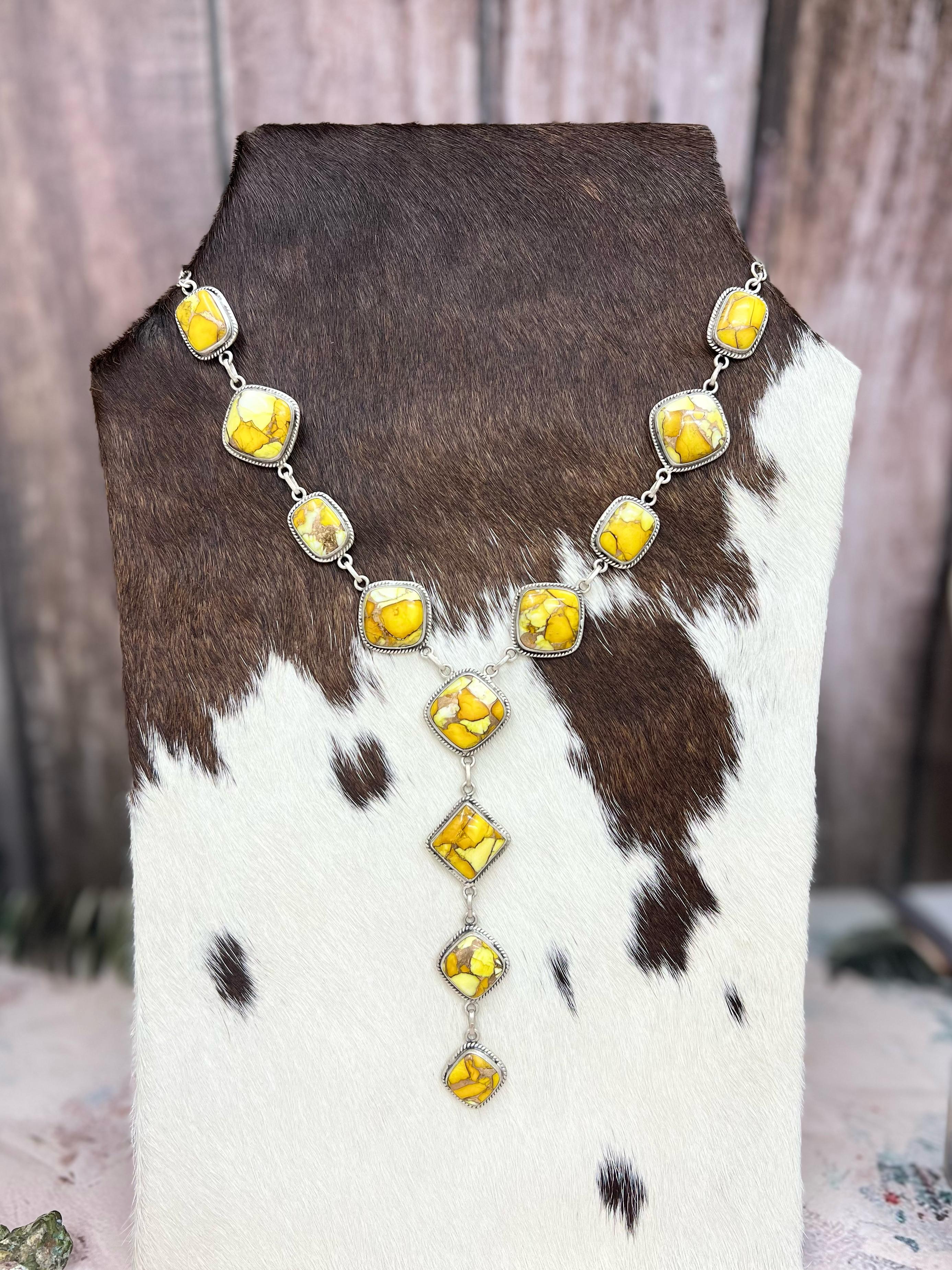 Handmade Sterling Silver Honey Dahlia Necklace with Signed Nizhoni