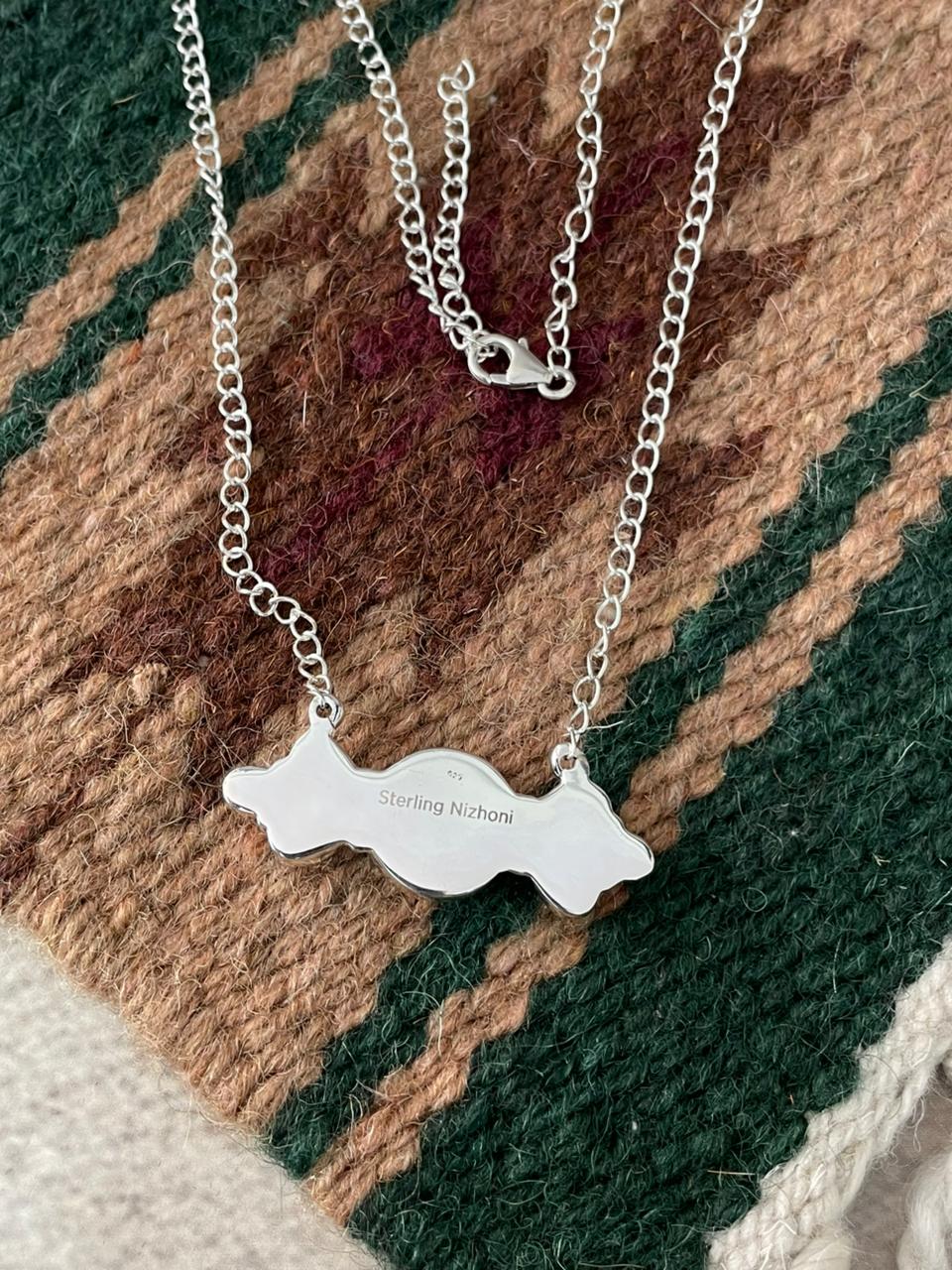 Handmade Sterling Silver Turquoise and MOP Necklace "Signed Nizhoni"