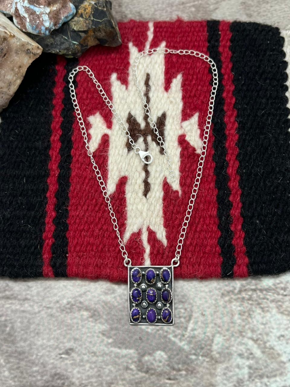 Handmade Sterling Silver Grape Dahlia Necklace "Signed Nizhoni"