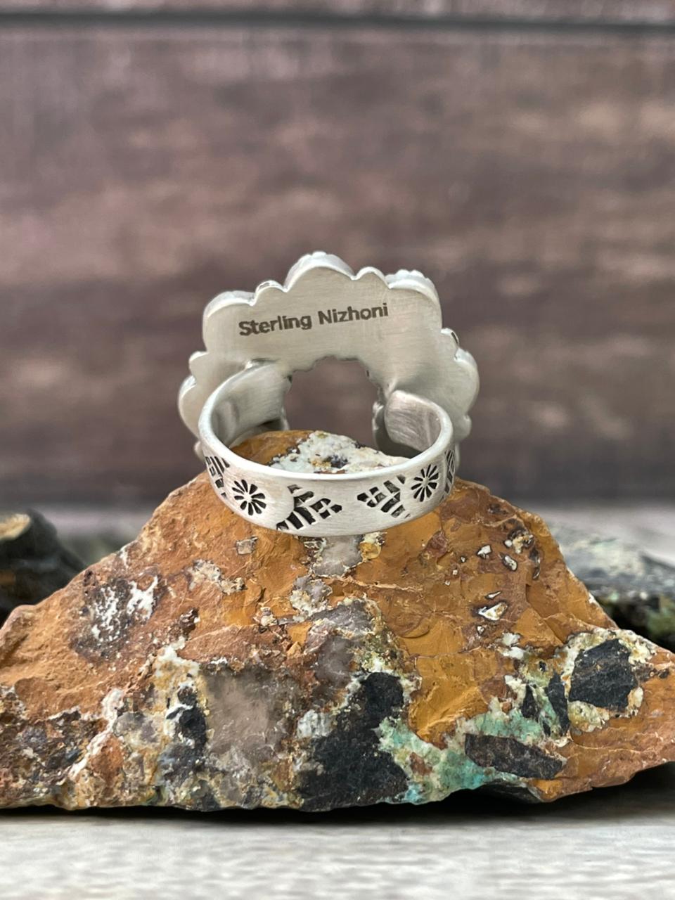 Handmade Sterling Silver Cherry Blossom Naja Adjustable Ring "Signed Nizhoni"