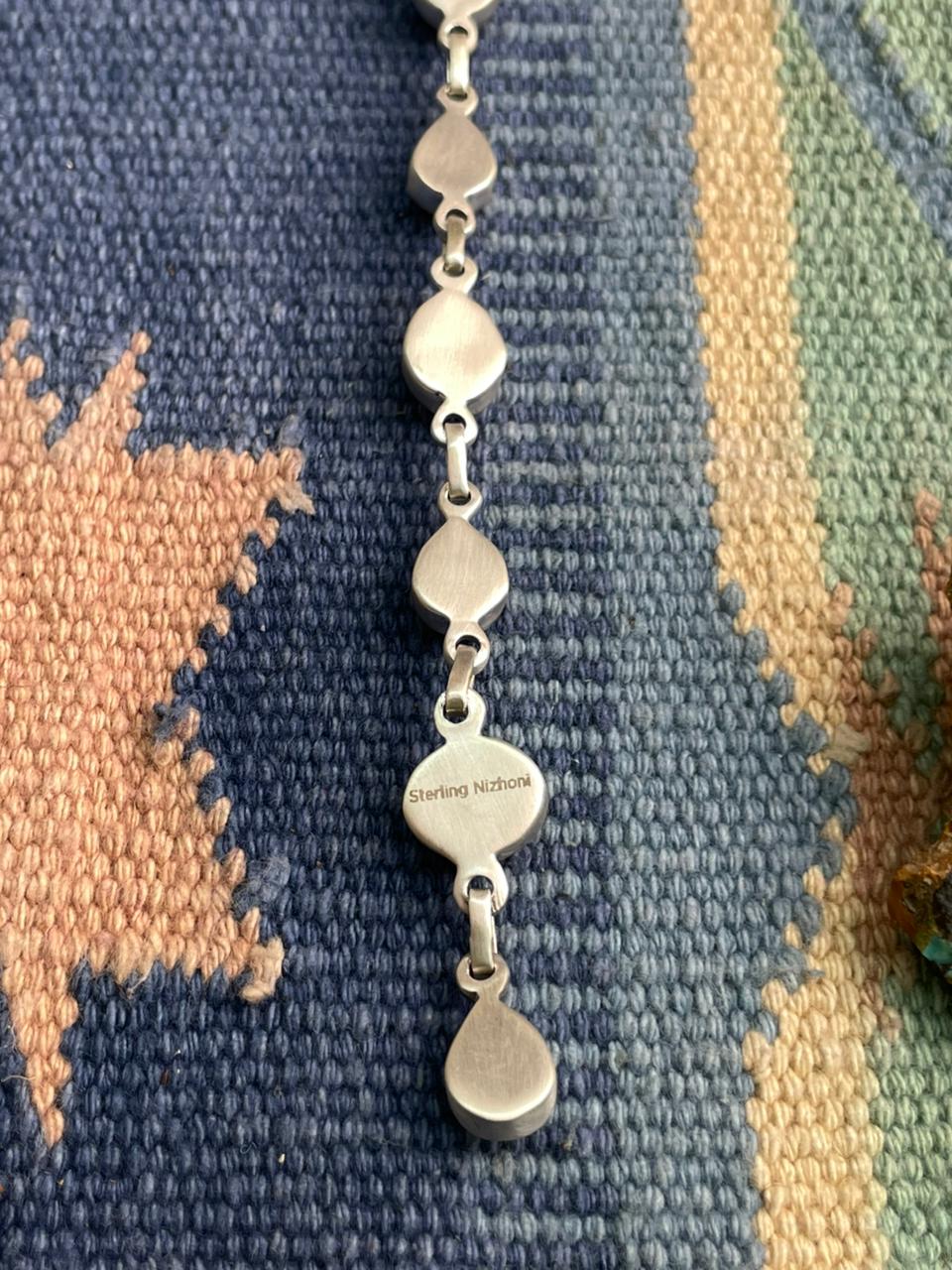 Handmade Sterling Silver Kingman Turquoise Necklace "Signed Nizhoni"