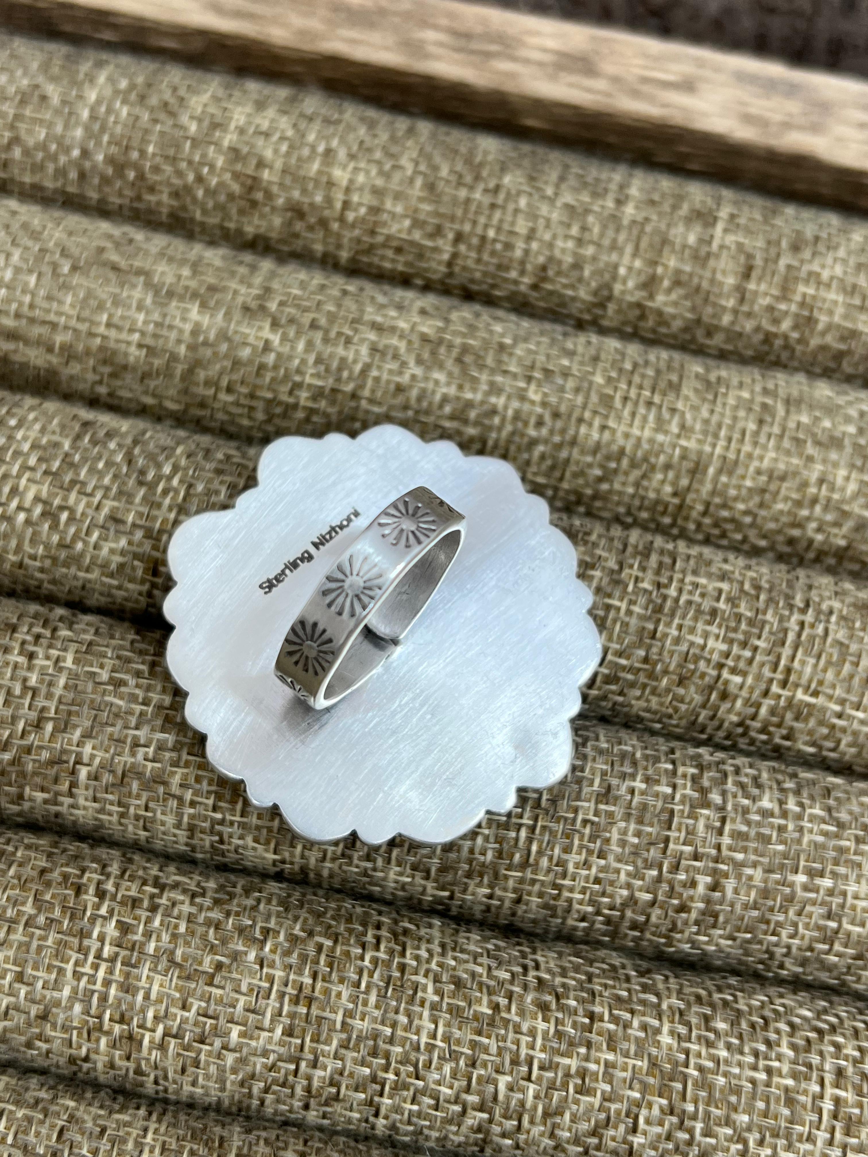 Handmade Sterling Silver Starfox Variscite Adjustable Ring Signed Nizhoni