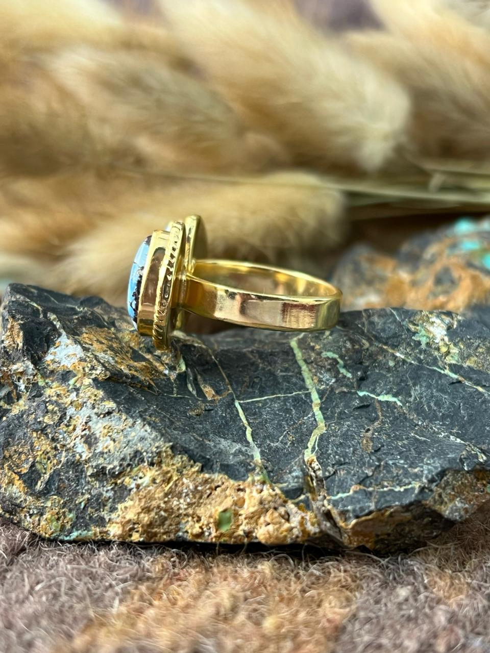 “The Golden Collection” Natural Golden Hills Turquoise Adjustable Ring