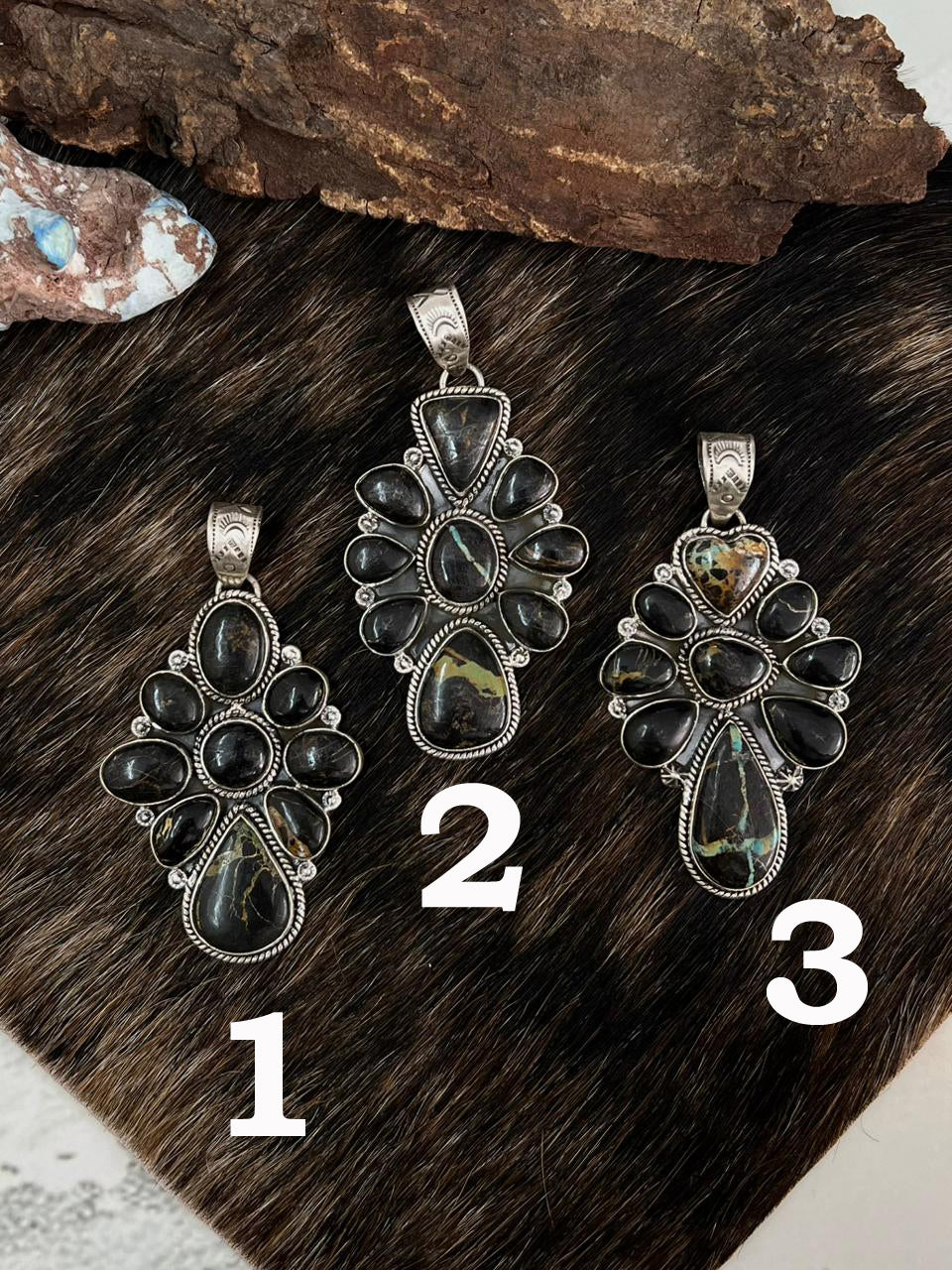 Handmade Sterling Silver Blackjack Turquoise Pendant "Signed Nizhoni"