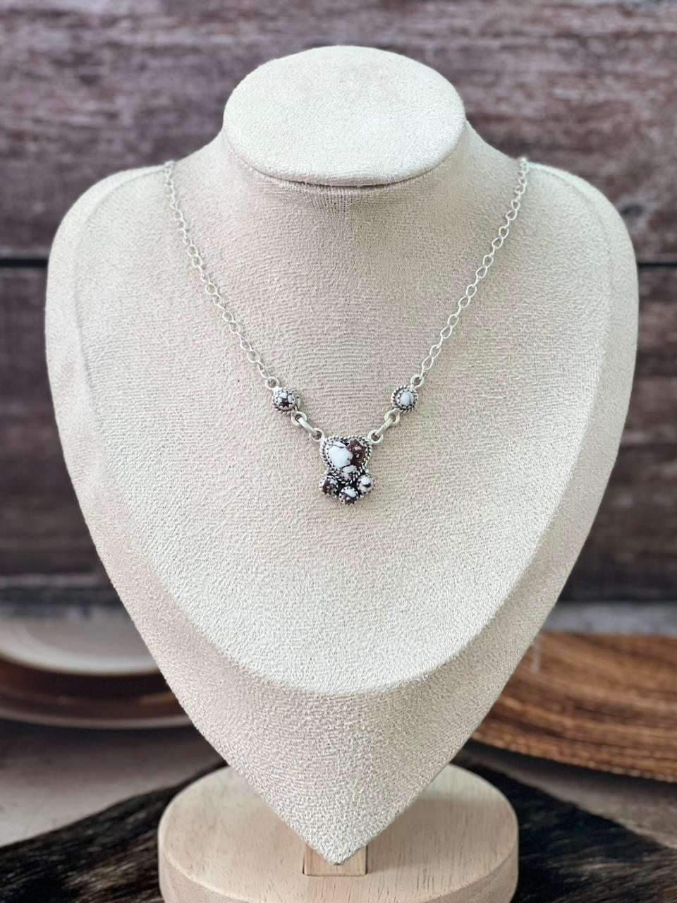 Handmade Sterling Silver Wildhorse Magnesite Necklace "Signed Nizhoni"