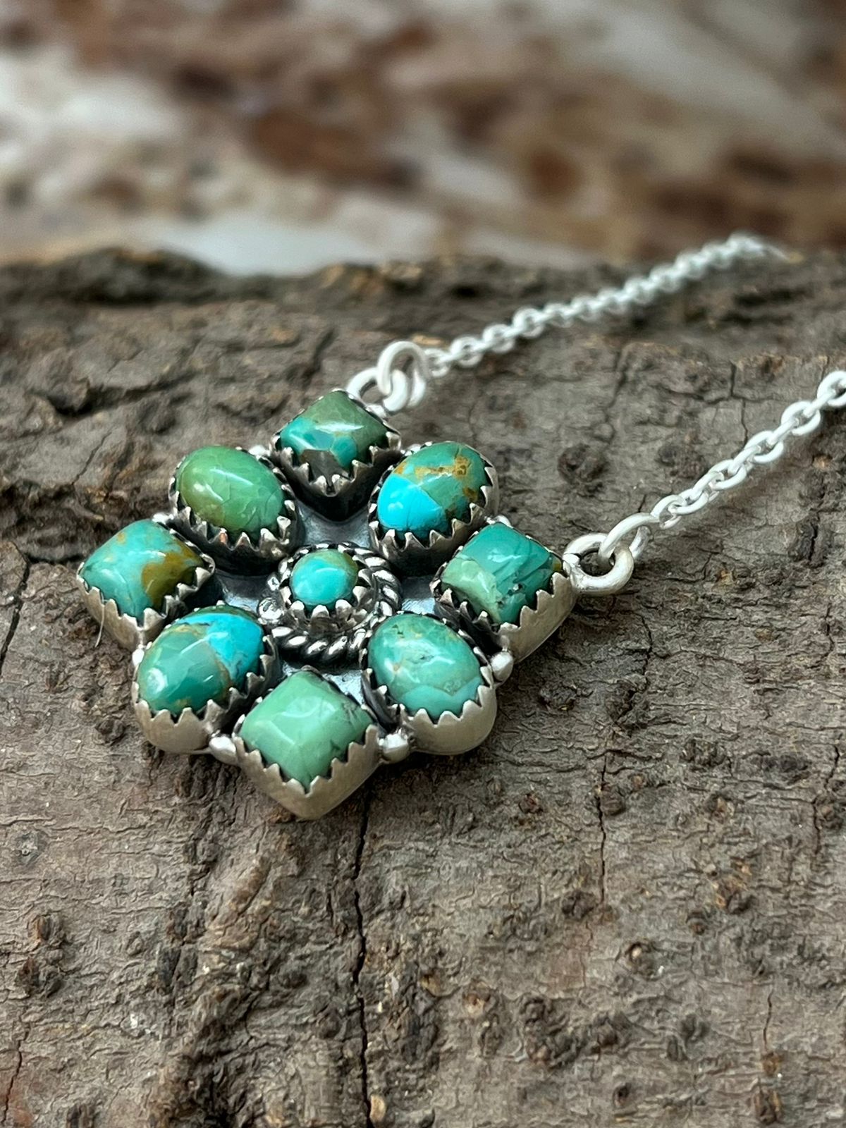 Handmade Sterling Silver Kingman Turquoise Necklace "Signed Nizhoni"