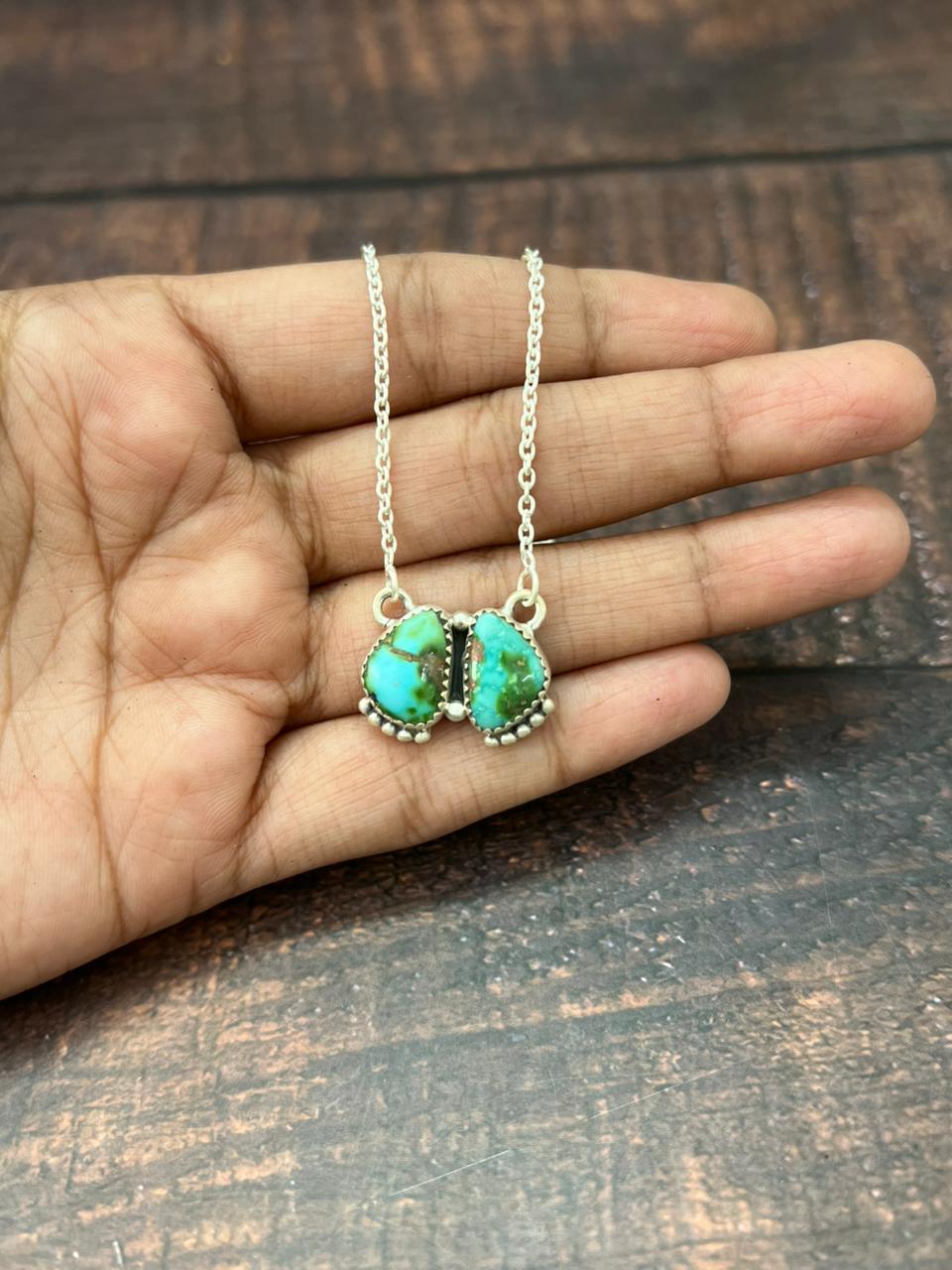 Handmade Sterling Silver Sonoran Mountain Turquoise Necklace "Signed Nizhoni"